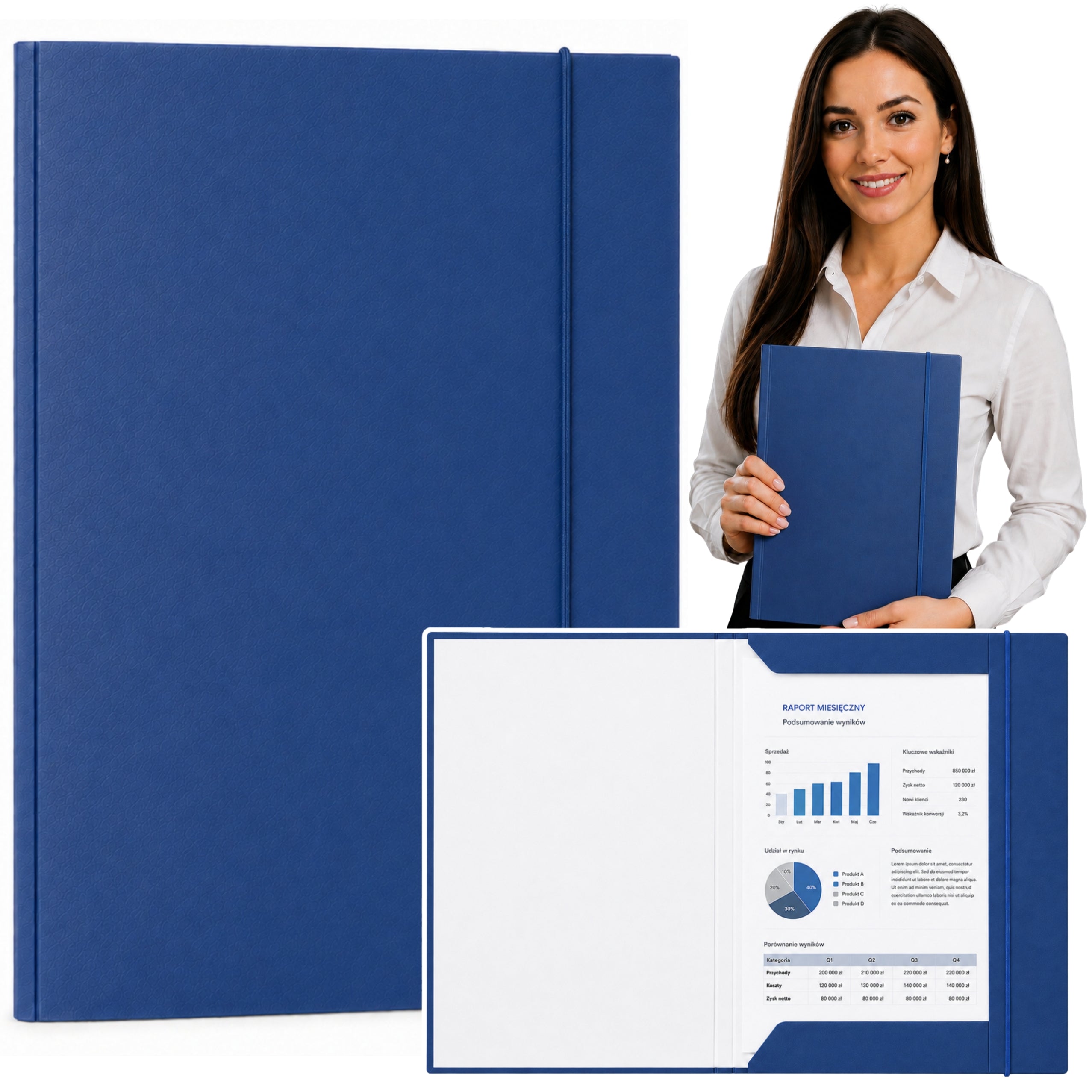 Cardboard Folder With Elastic Band Lacquered A4 300 G/m2 Blue