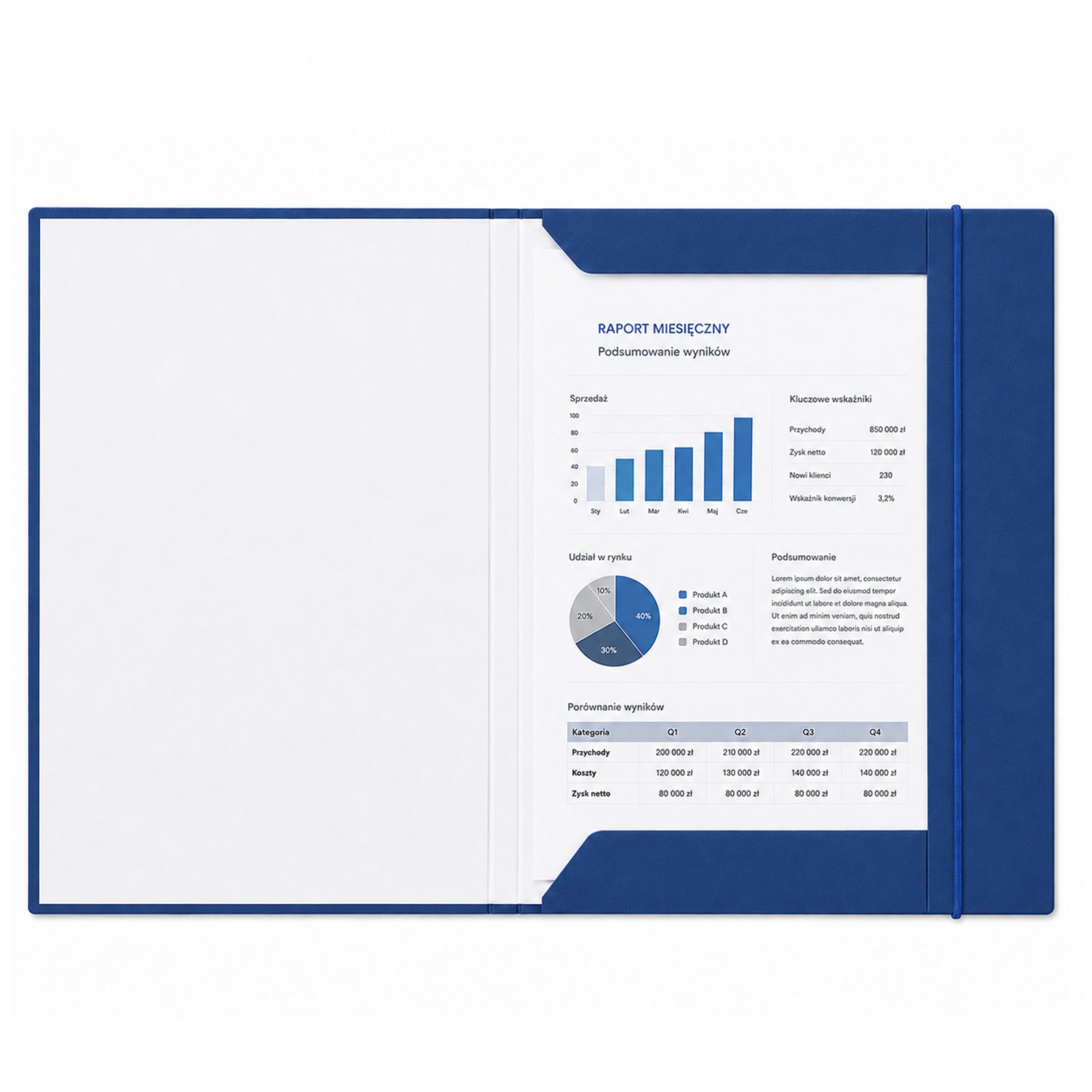 Cardboard Folder With Elastic Band Lacquered A4 300 G/m2 Blue