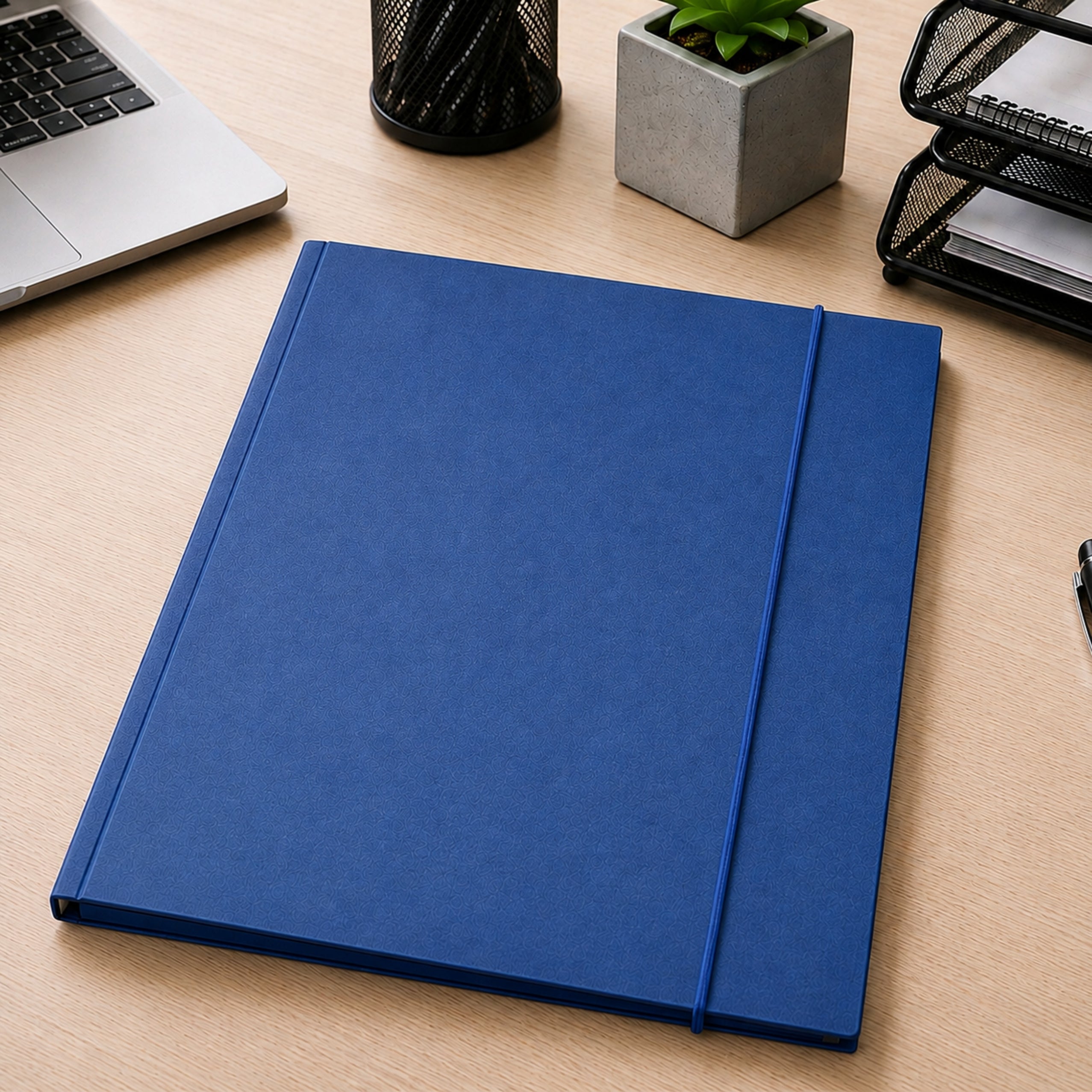 Cardboard Folder With Elastic Band Lacquered A4 300 G/m2 Blue