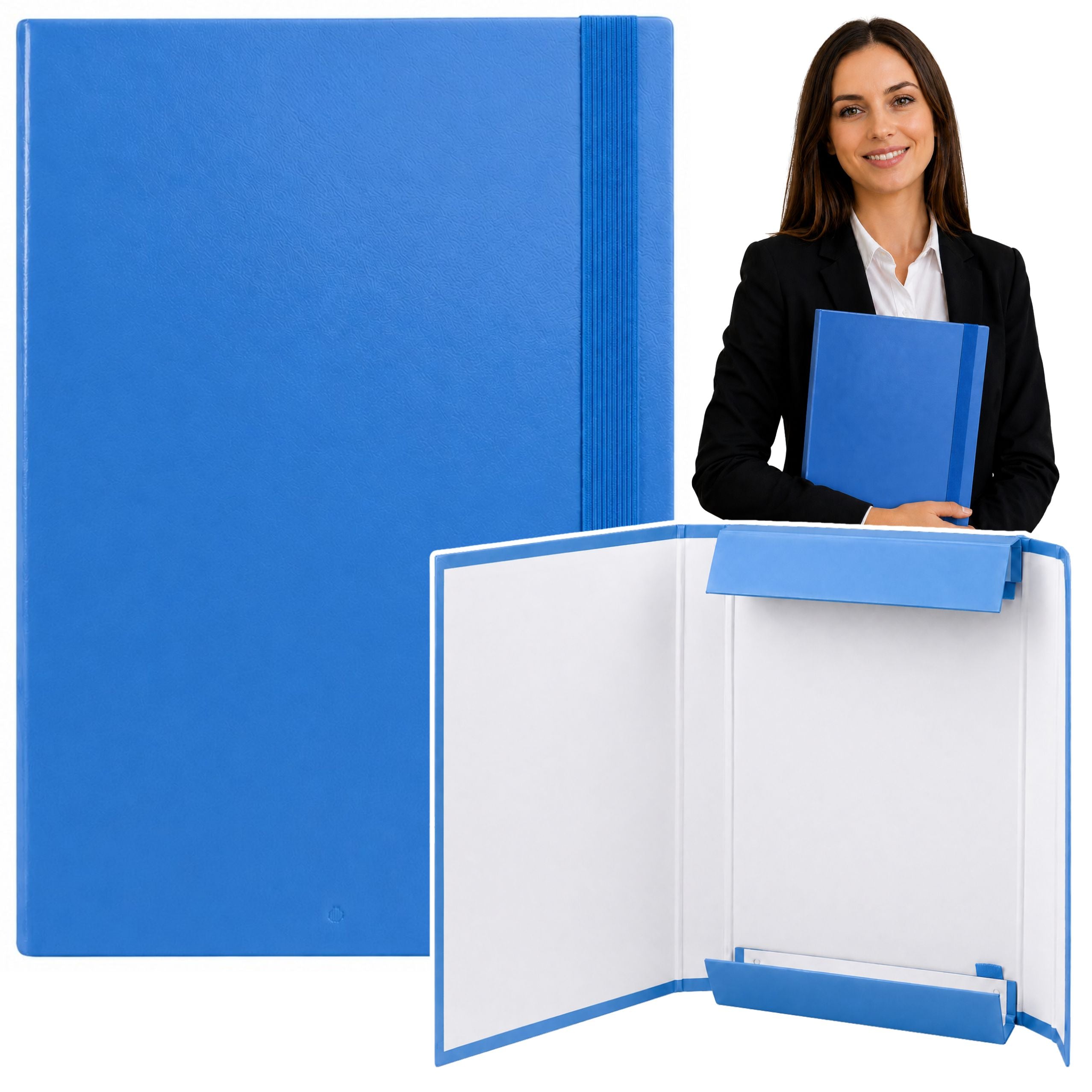 Blue Office Folder With Elastic Band For Documents A4/4.5 Cm