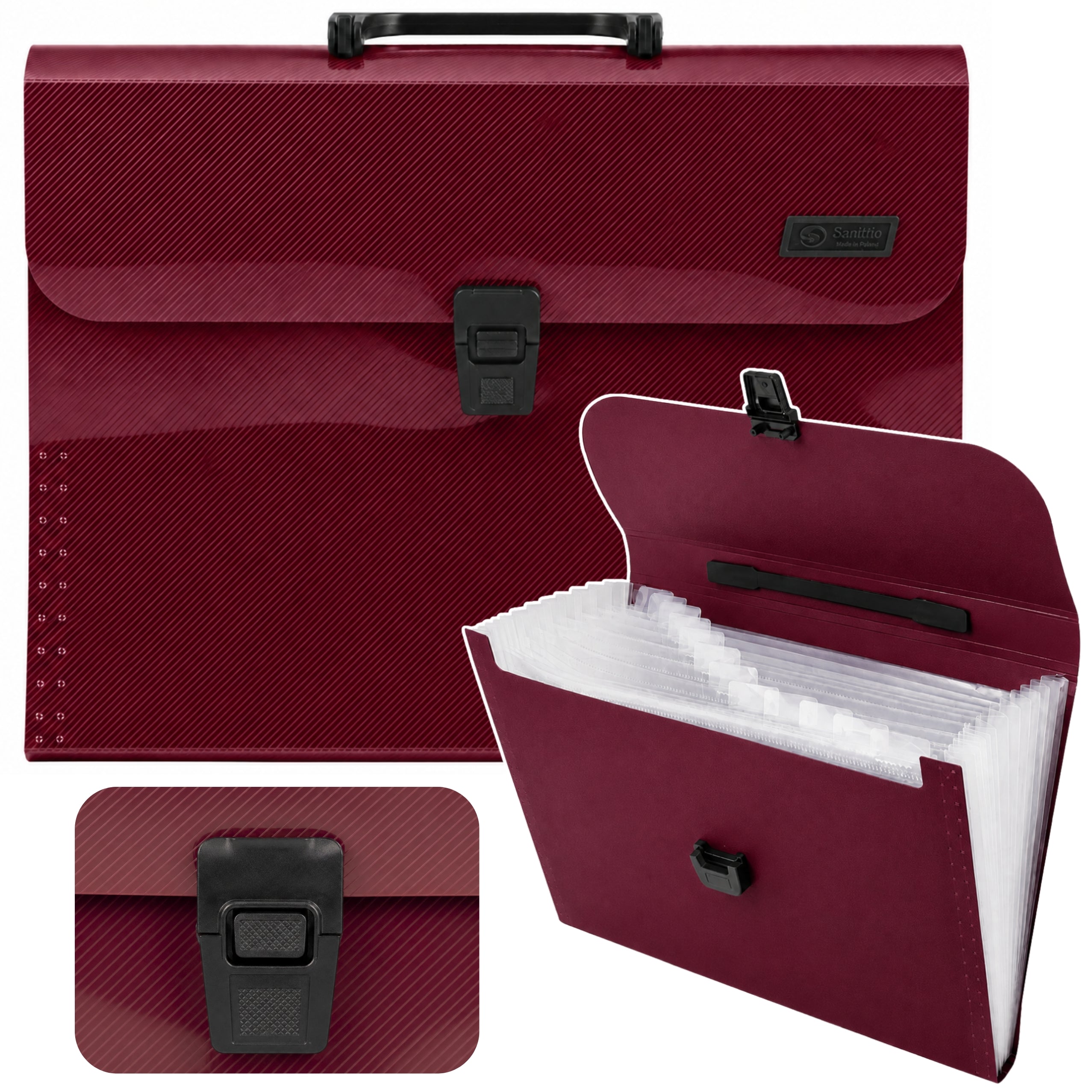 Folder Folder Document Organizer Holder 13 Compartments Burgundy A4