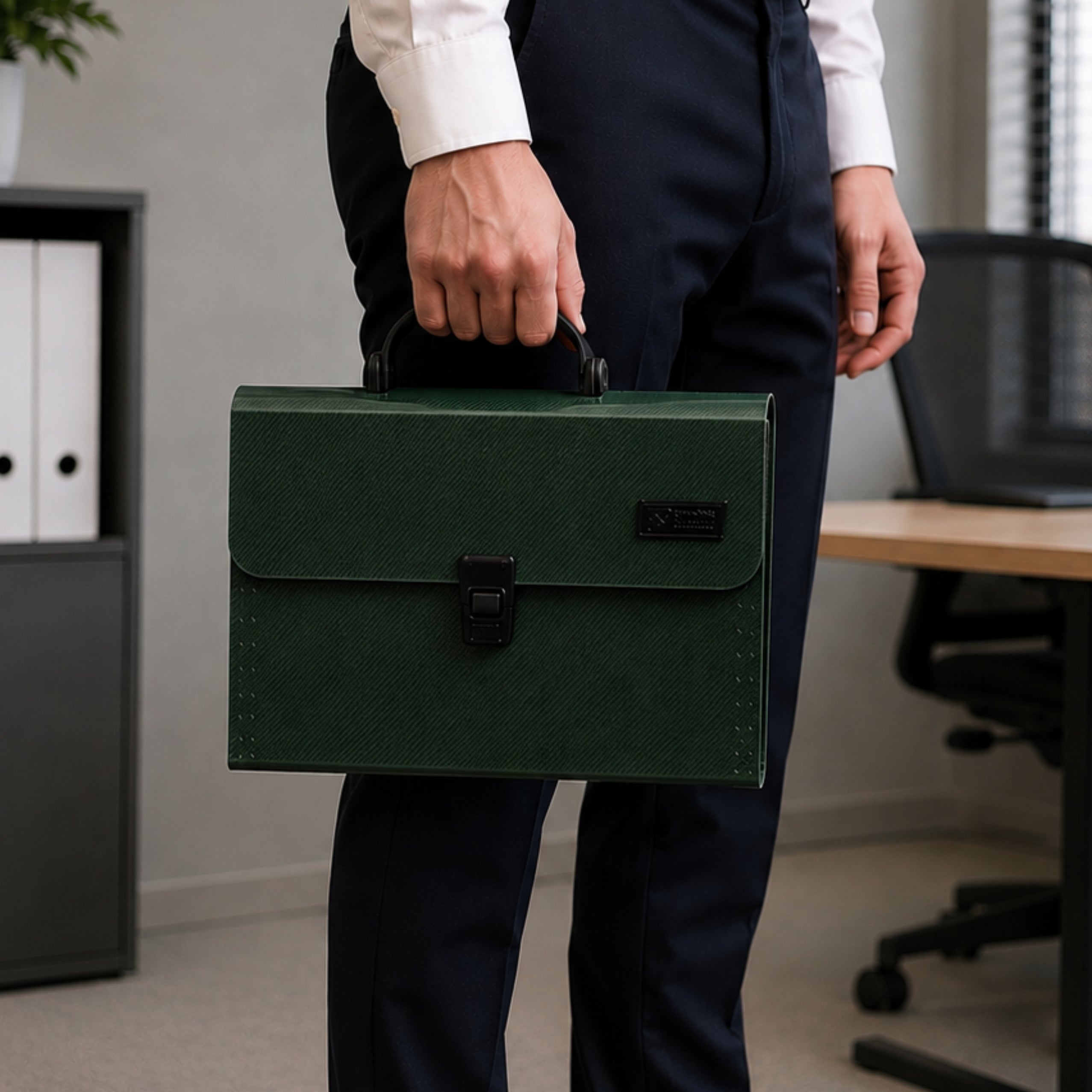 Folder Organizer For Documents 13 Compartments Green A4 Holder