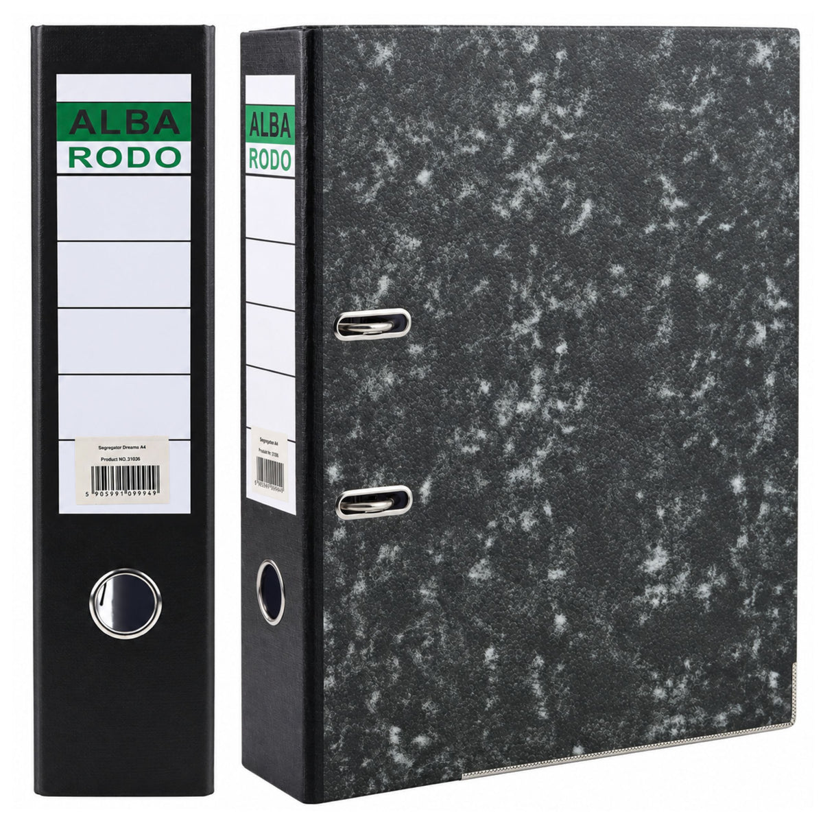 A4/80mm Document Binder With Lever Mechanism Gray Marble