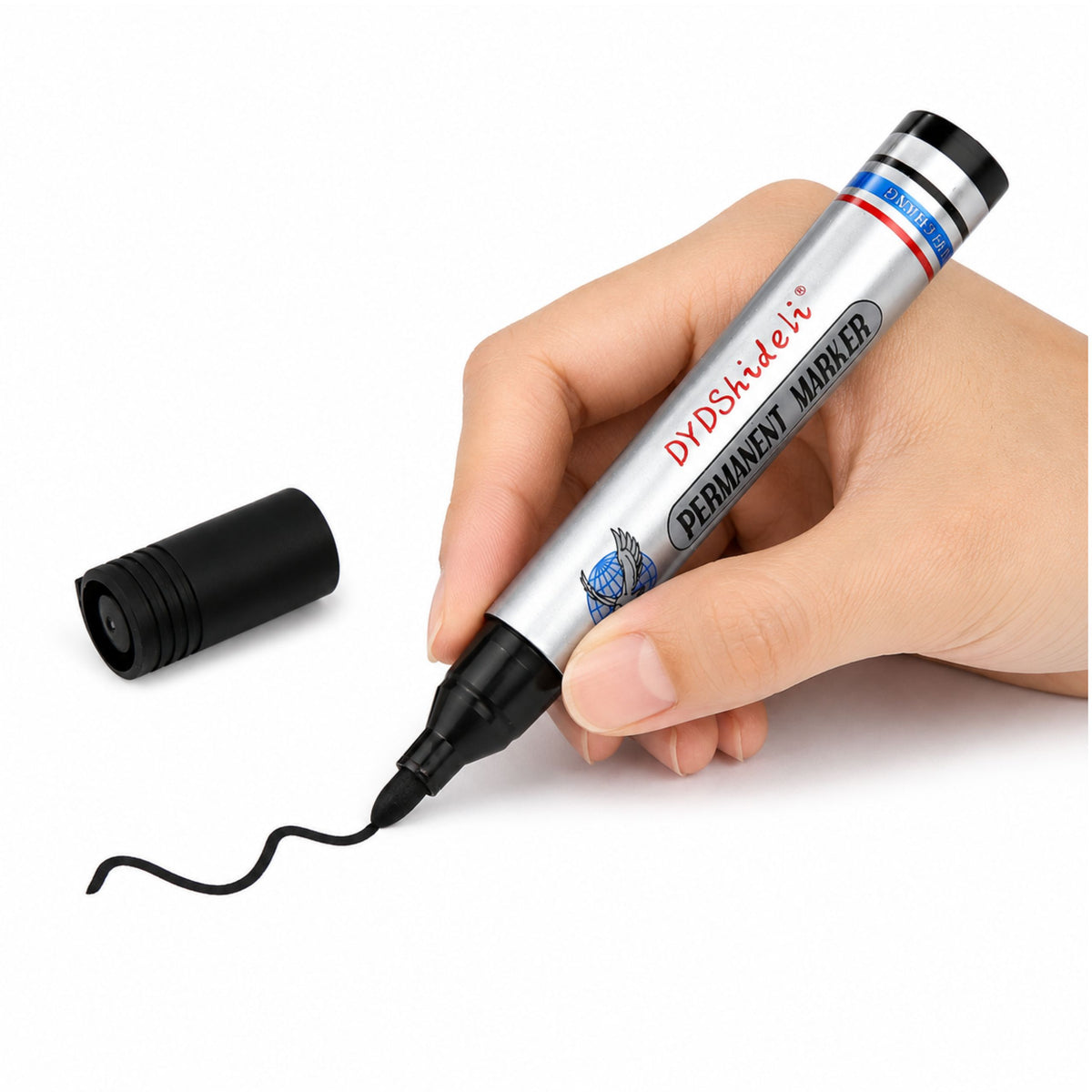Rotulador resistente al agua, permanente, punta de cincel, negro