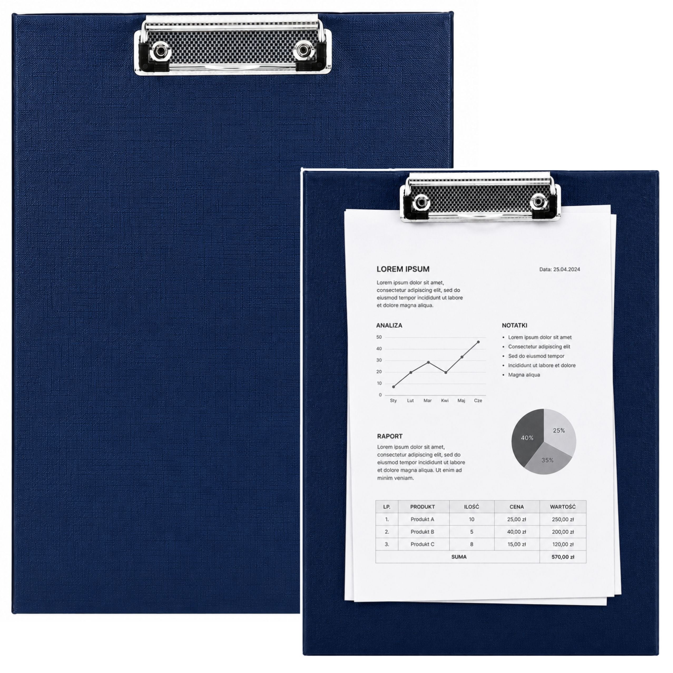 Presse-papiers en métal, tableau d'écriture A4 bleu