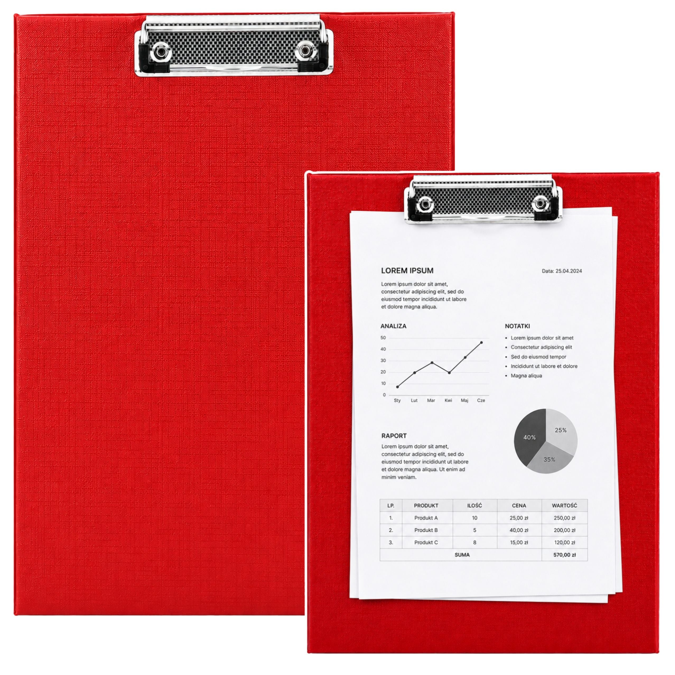 Clipboard With Metal Clip For Writing A4 Red