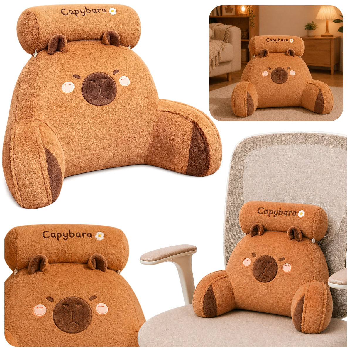 Rückenlehne Sessel Rückenstütze für Sesselbett Capybara Braun 60 x 40 cm