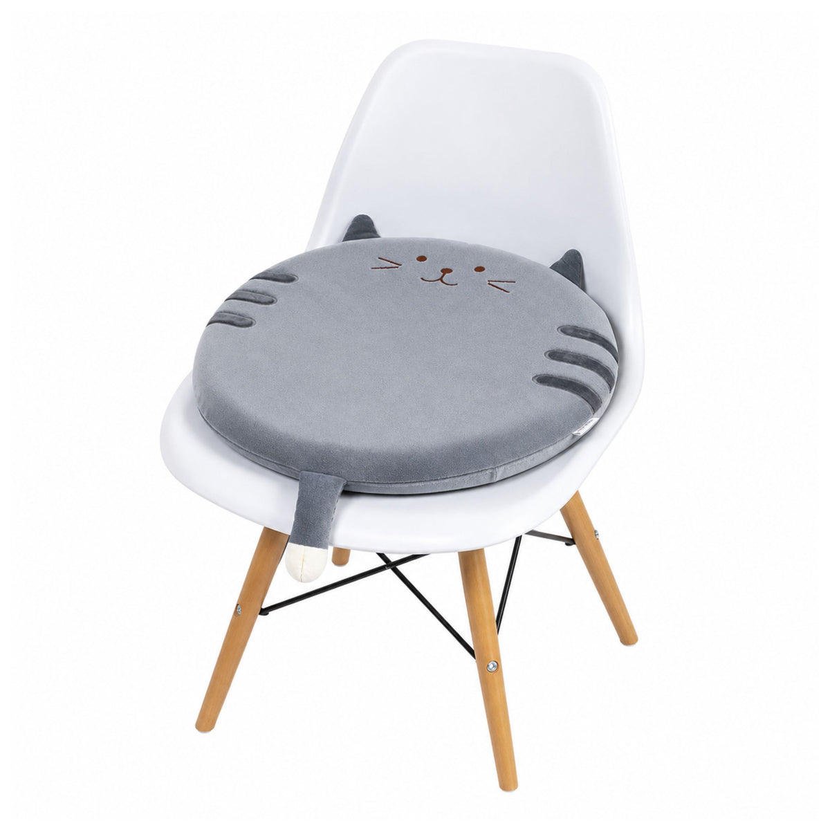 Kulaté plyšové křeslo Polštář Cat Grey Měkký sedák 40 cm