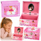 Wind-up Music Box Jewelry Box For Children With Mirror Pink