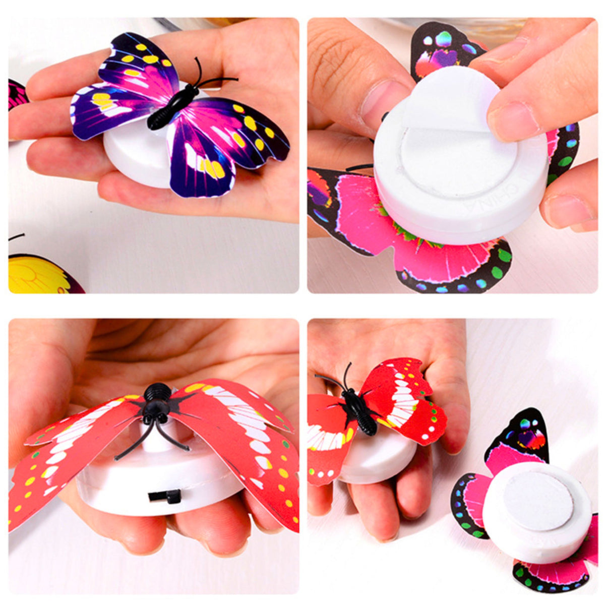 Glödande fjäril Led-dekoration för stickning Självhäftande 6x5 Cm