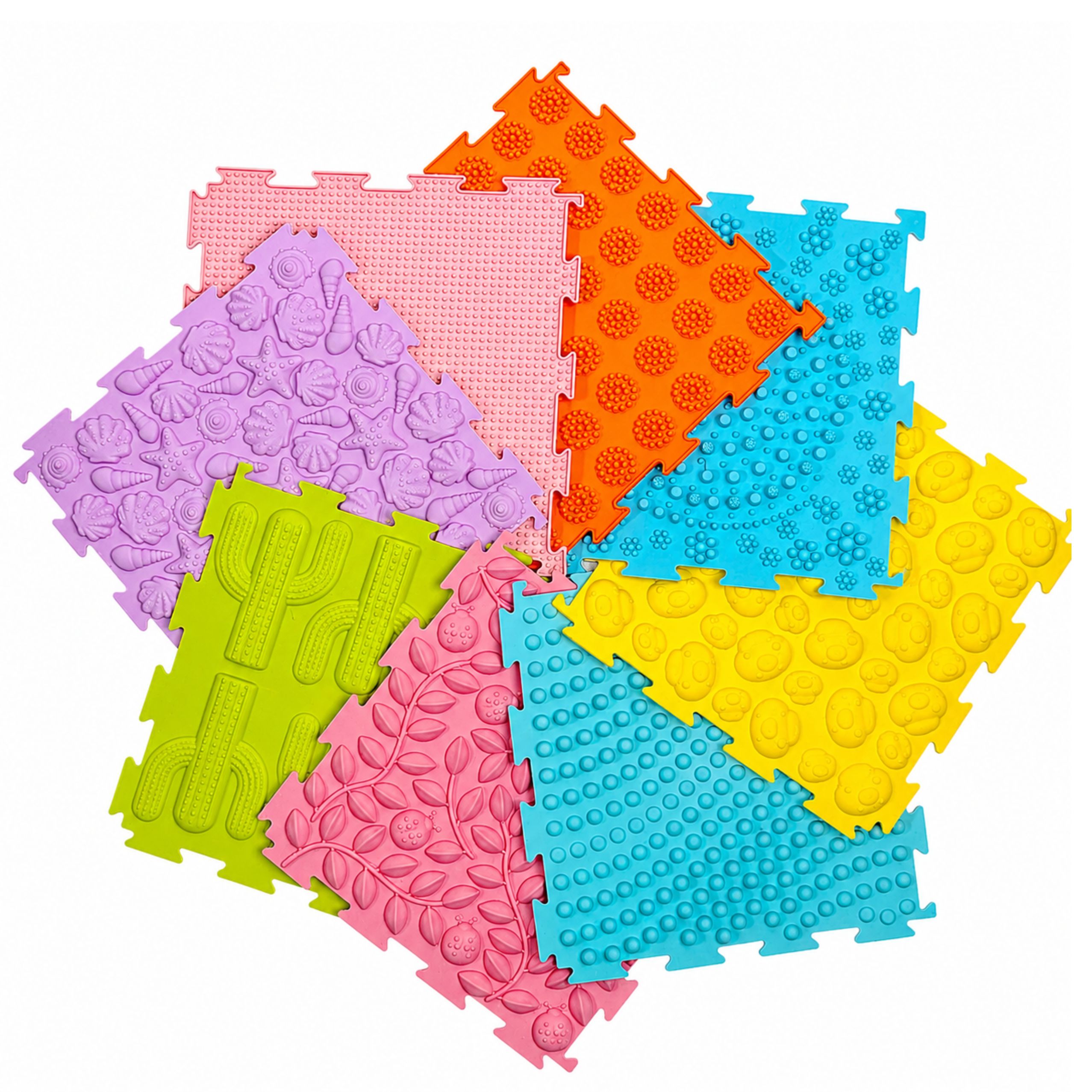 Sensory Silicone Puzzle Mat Sensory Path Colorful 25 Cm 12 Pcs.