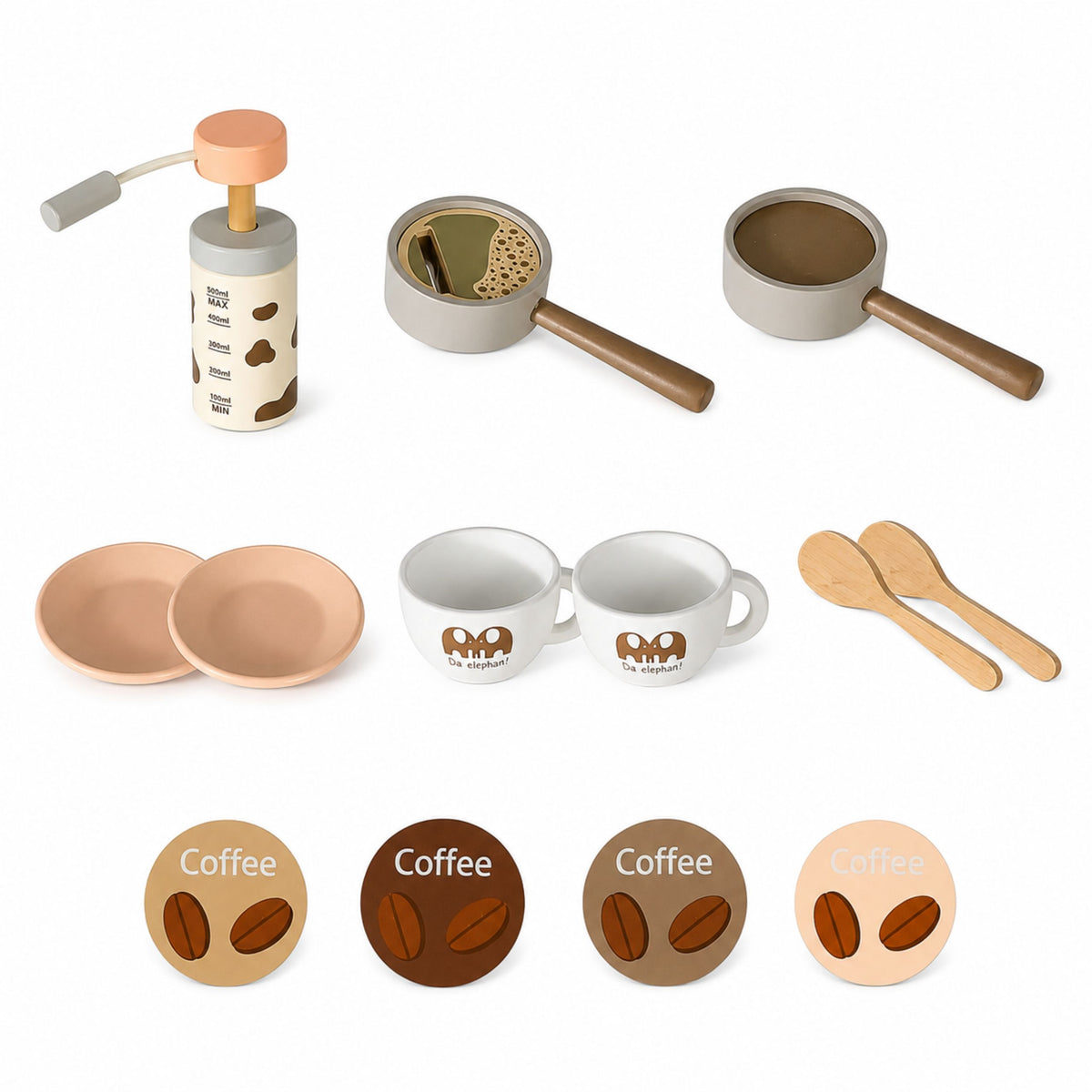 Barista Set Caife Déantóir Gabhálais Adhmaid Pink