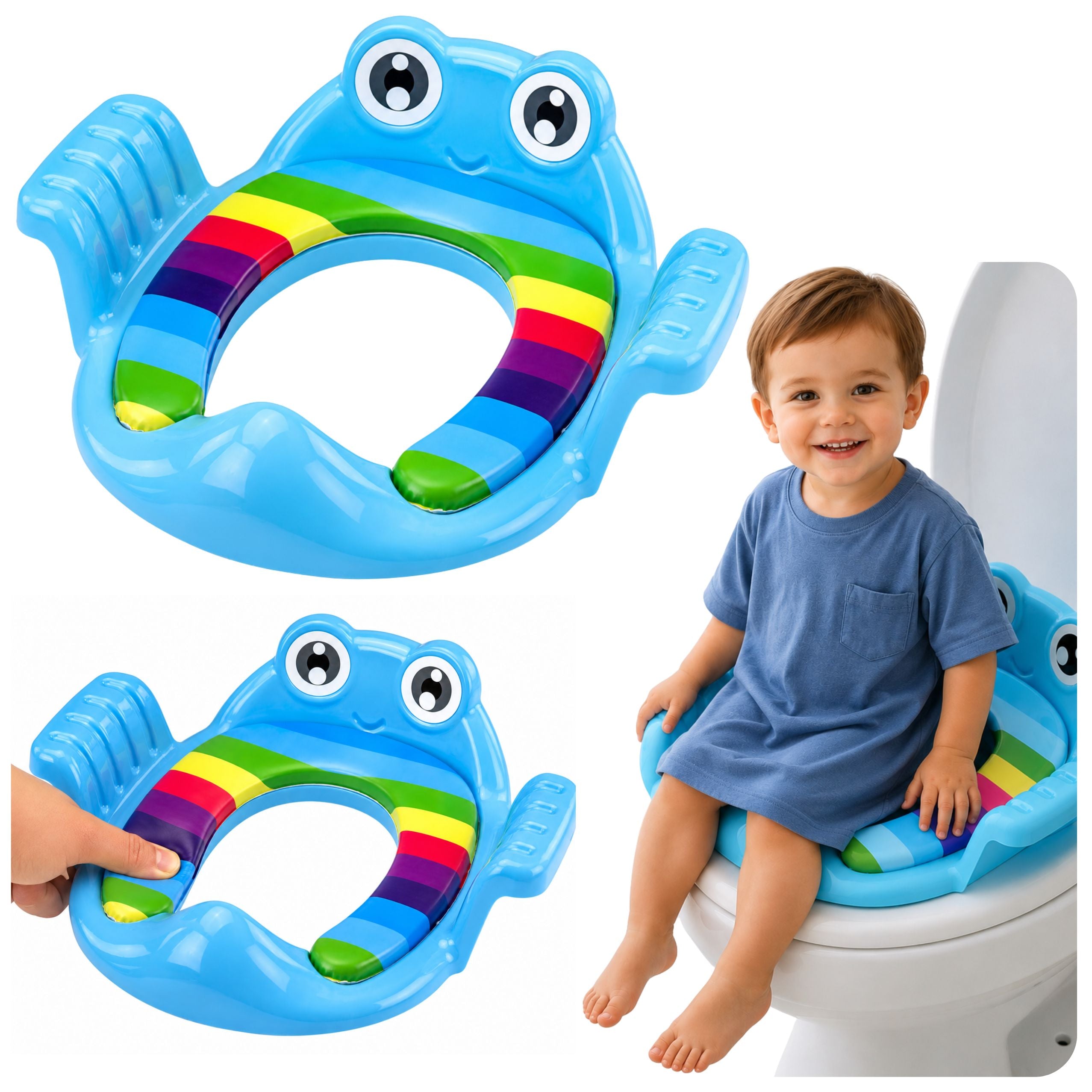 Toilet Seat Cover For Children Soft Seat With Handles Blue
