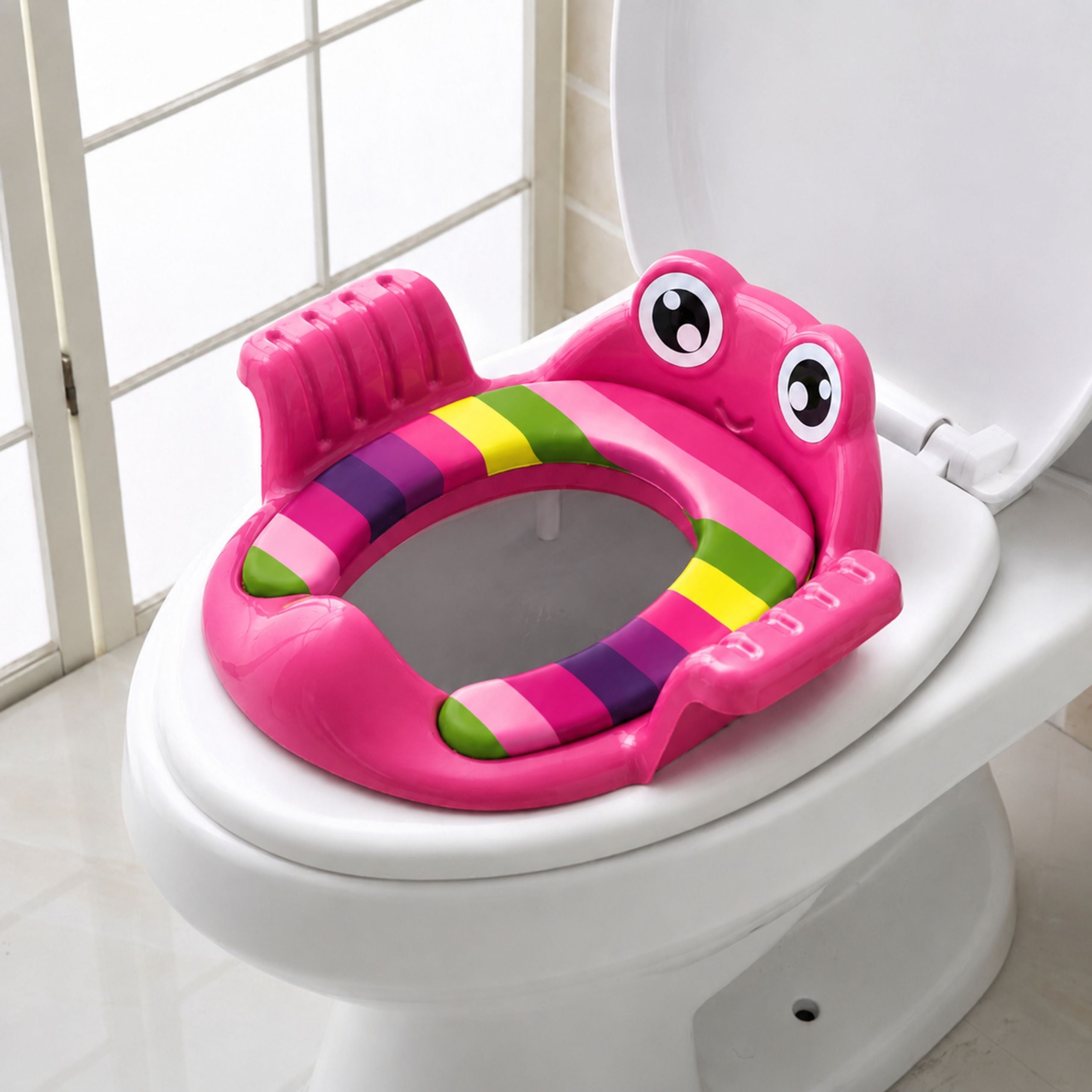 Copriwater Per Bambini Sedile Morbido Con Maniglie Rosa