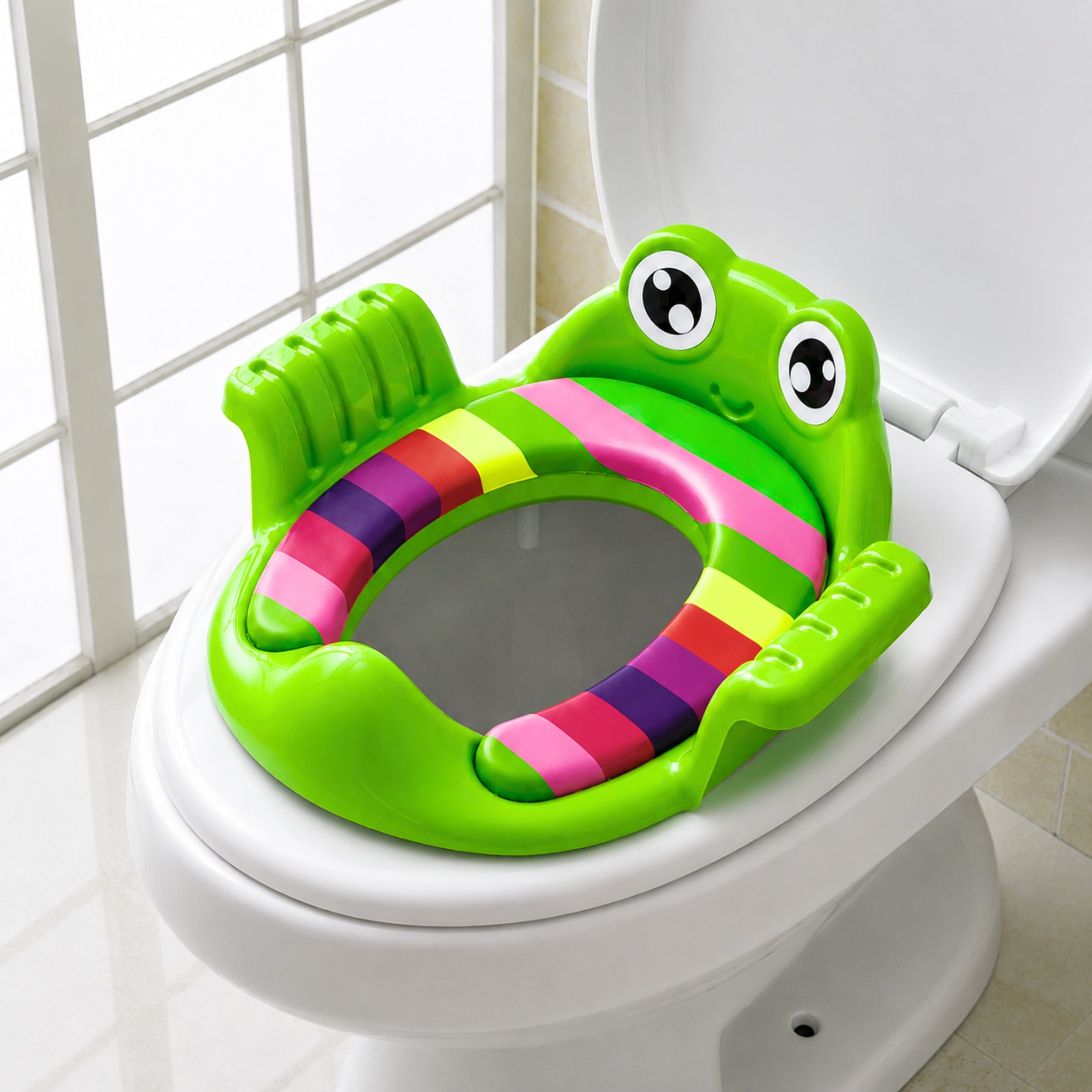 Toilet Seat Cover For Children Soft Seat With Handles Green