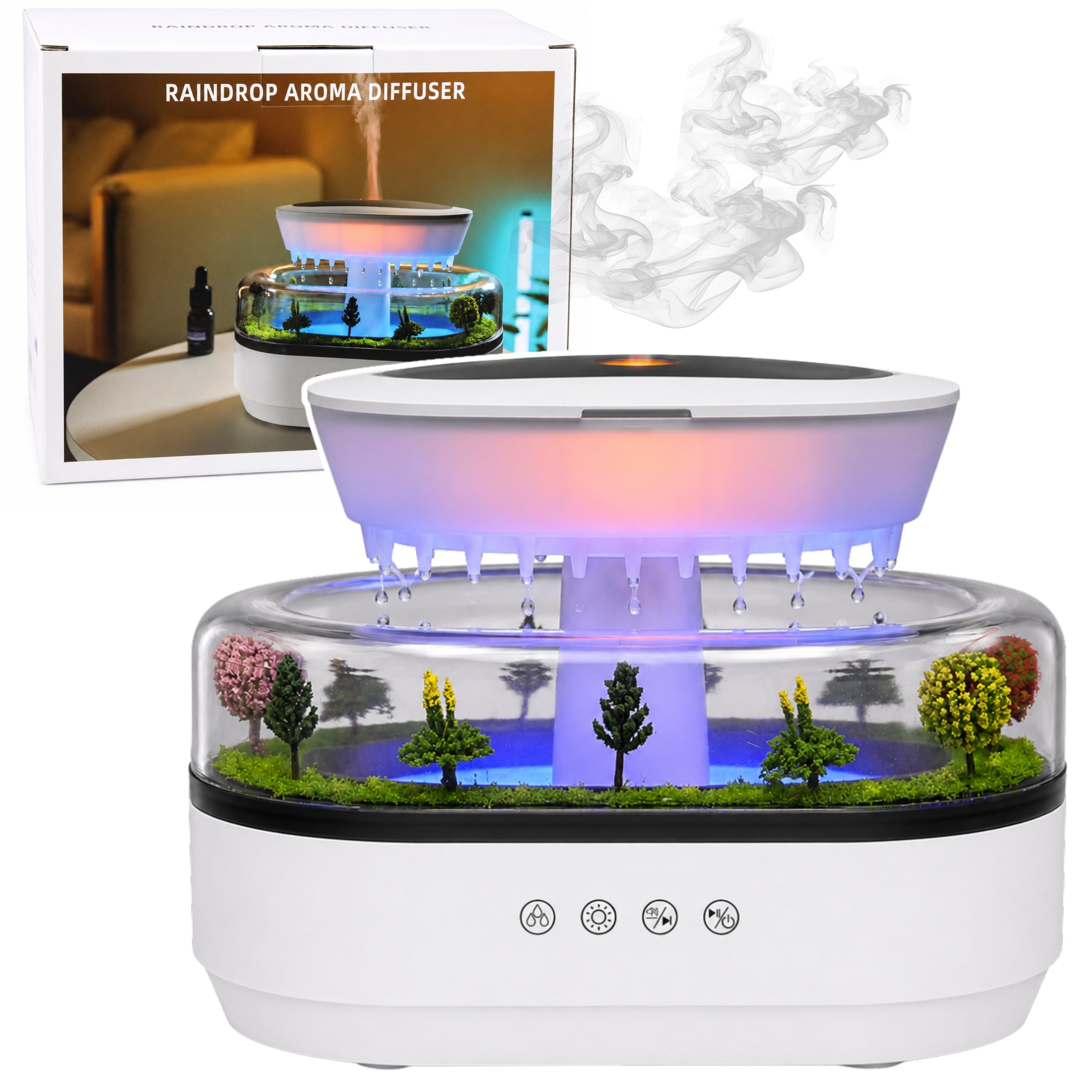 Umidificatore Diffusore di aromi Effetto pioggia Alimentazione luce led