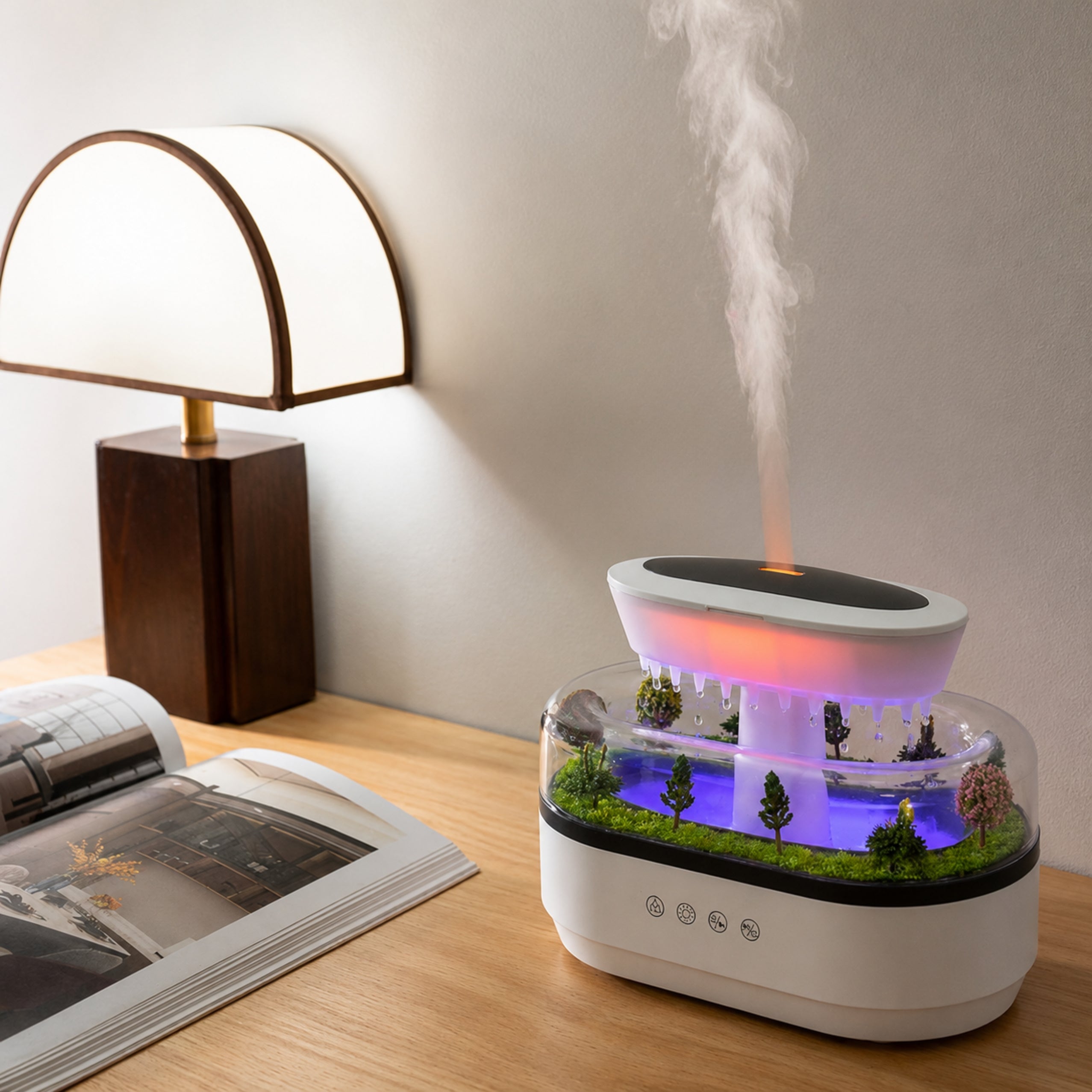 Luftfugter Aroma Diffuser Regneffekt Led Lys Strømforsyning