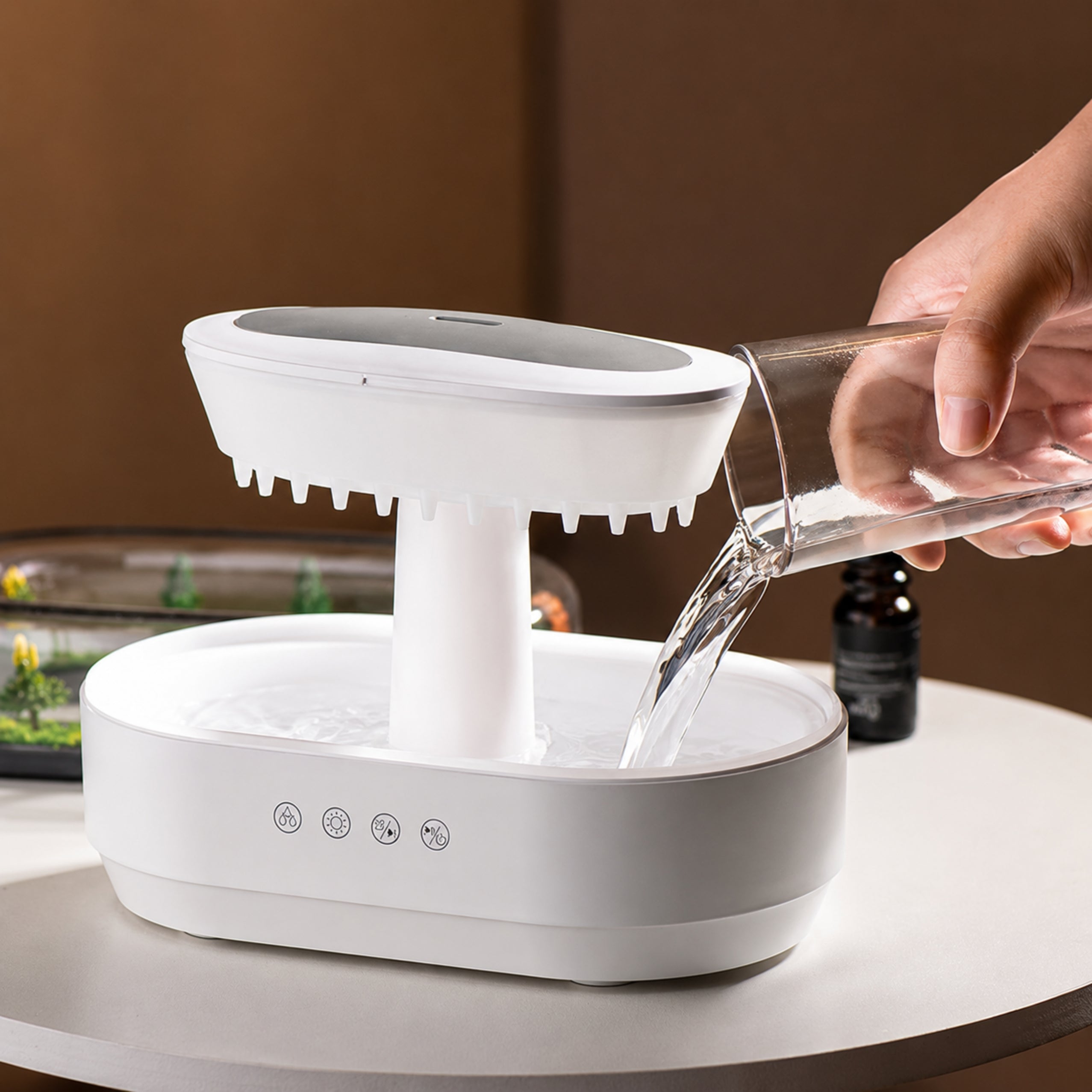 Luftfugter Aroma Diffuser Regneffekt Led Lys Strømforsyning