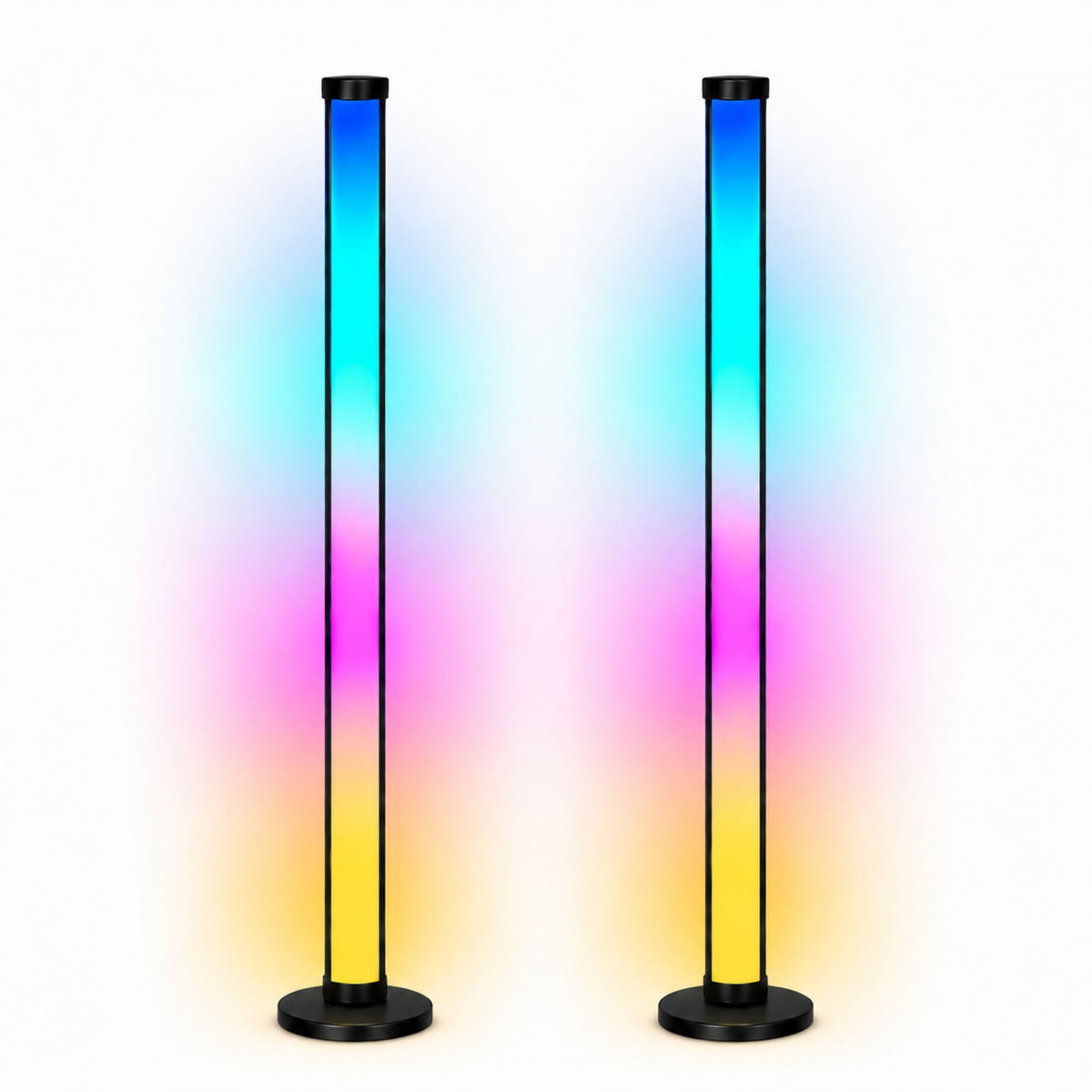 Inteligentné podlahové svietidlá Farebné Rgb LED svetlá Diaľkové ovládanie App 125 cm 2 ks.
