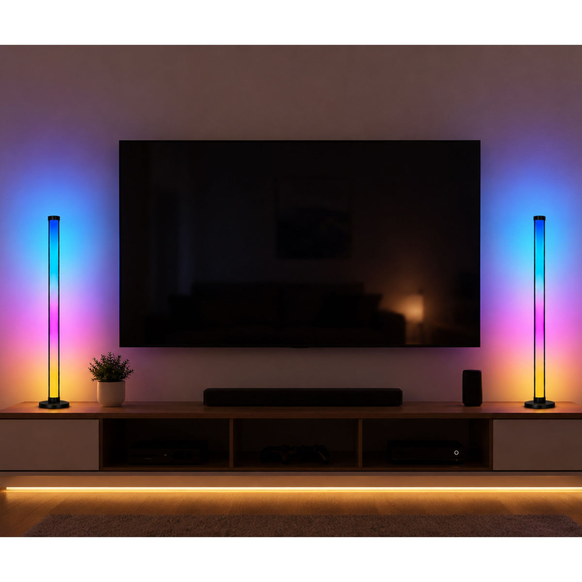 Smart Floor Lamps Colorful Rgb Led Lights Remote Control App 125cm 2 Pcs.
