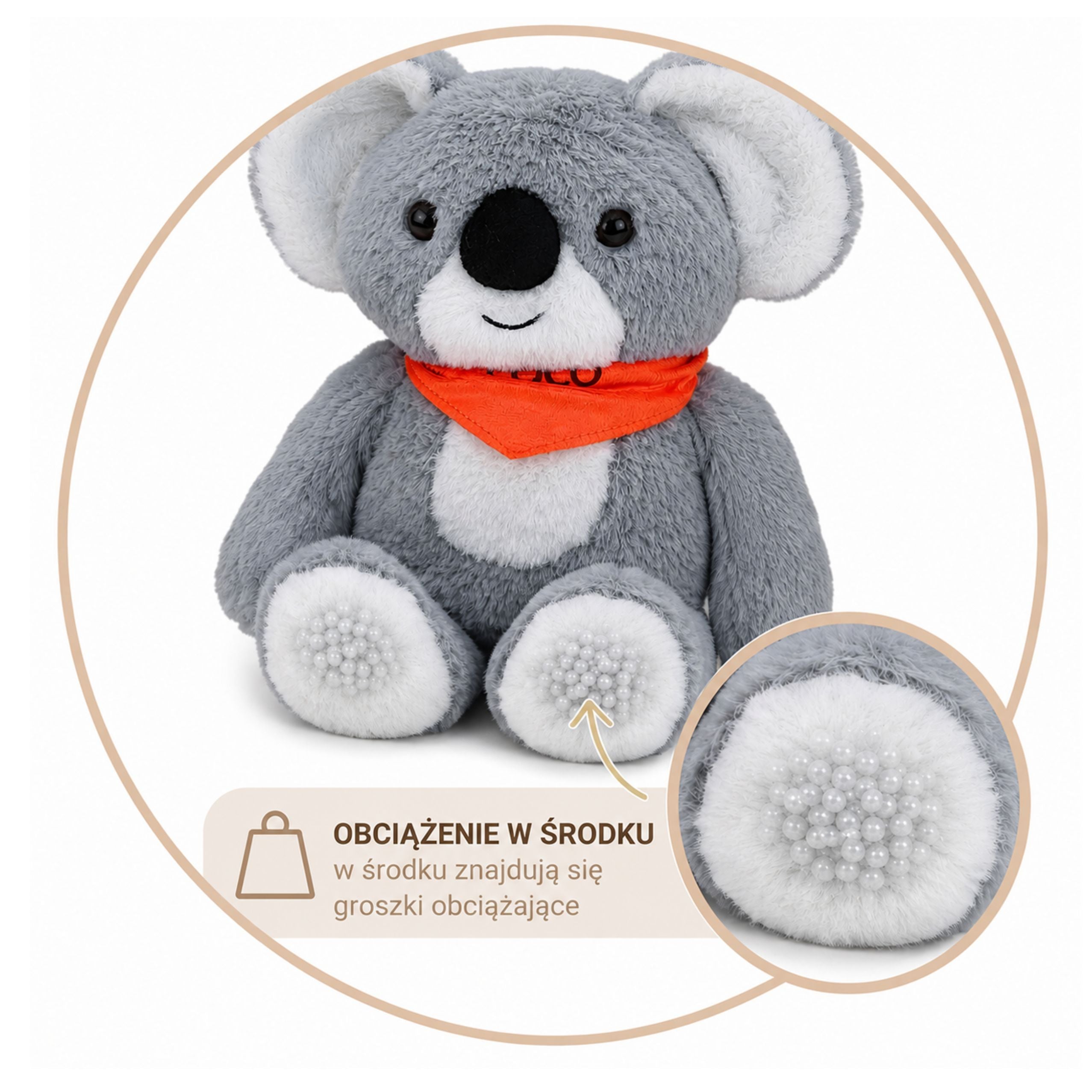 Koala Bear Weighted Plush Toy Therapeutic Mascot 1.3 Kg Gray 35 Cm