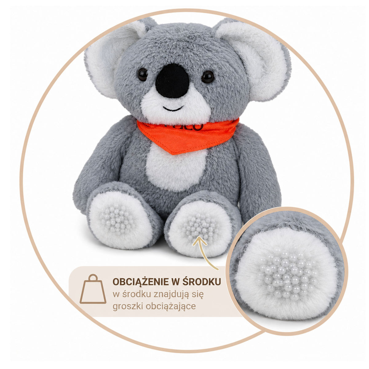 Koala Ours Peluche Lestée Mascotte Thérapeutique 1,3 Kg Gris 35 Cm