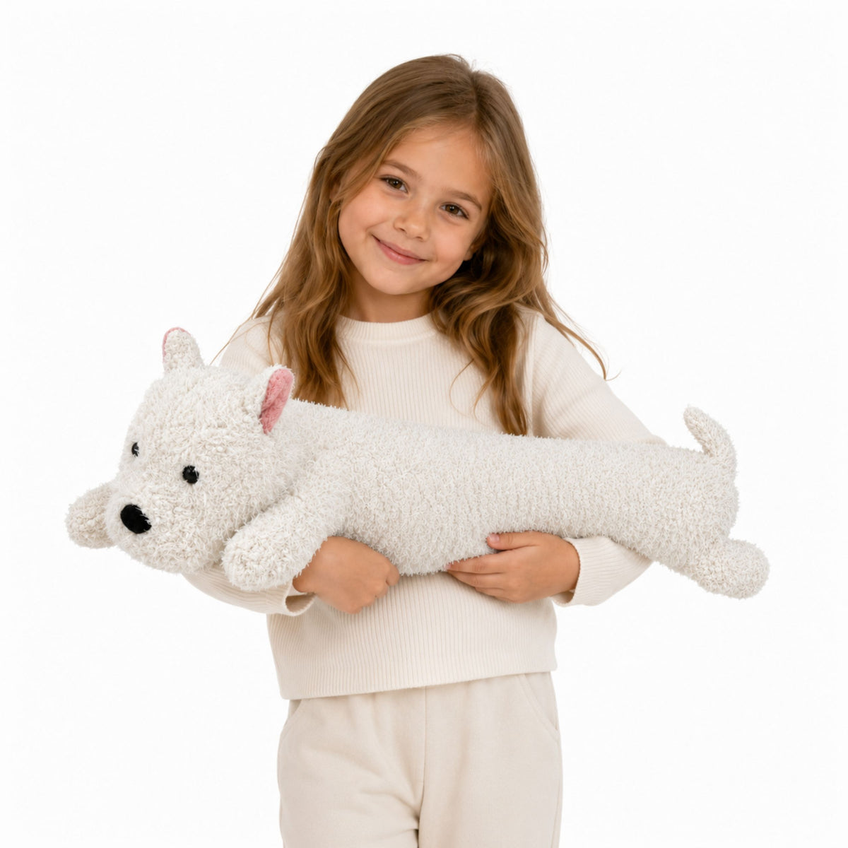 Mascota de peluche grande perro West Highland blanco 90 cm