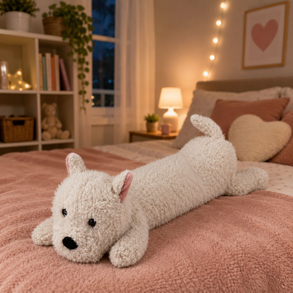 Mascota de peluche grande perro West Highland blanco 90 cm