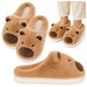 Plush Capybara Slippers With Ears Warm Soft Beige Size 32-33