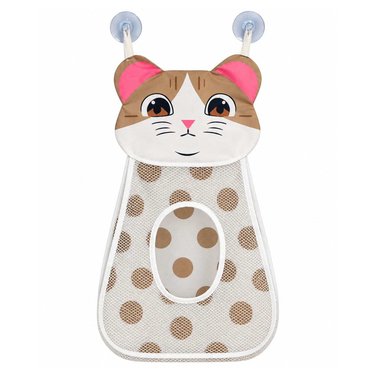 Beige Kitten Bath Toy Organizer Bag With Suction Cups 50 Cm