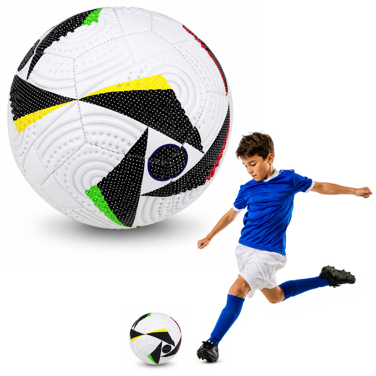 Ballon d'entraînement pour terrain en herbe motifs blancs 22 cm taille 5