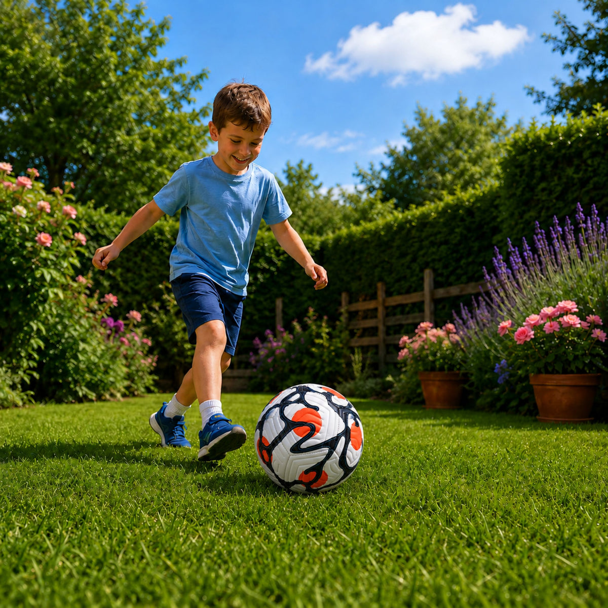 Tréningový futbal na trávu bielo-oranžový 22 cm veľkosť 5