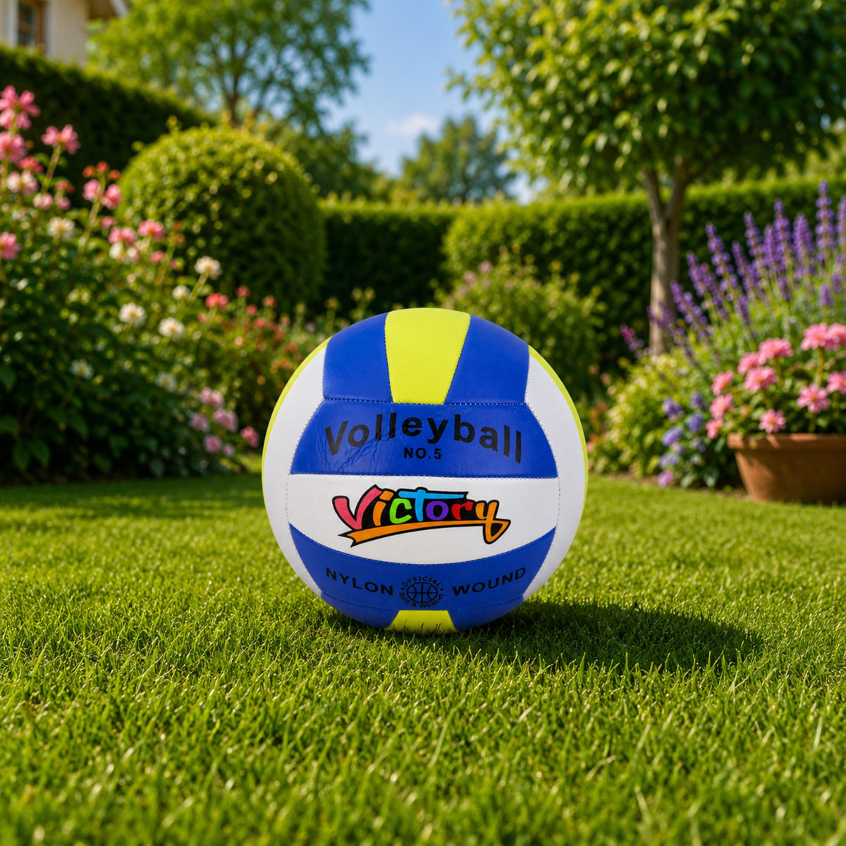 Balón de entrenamiento de voleibol que rebota amarillo blanco azul 22 cm talla 5