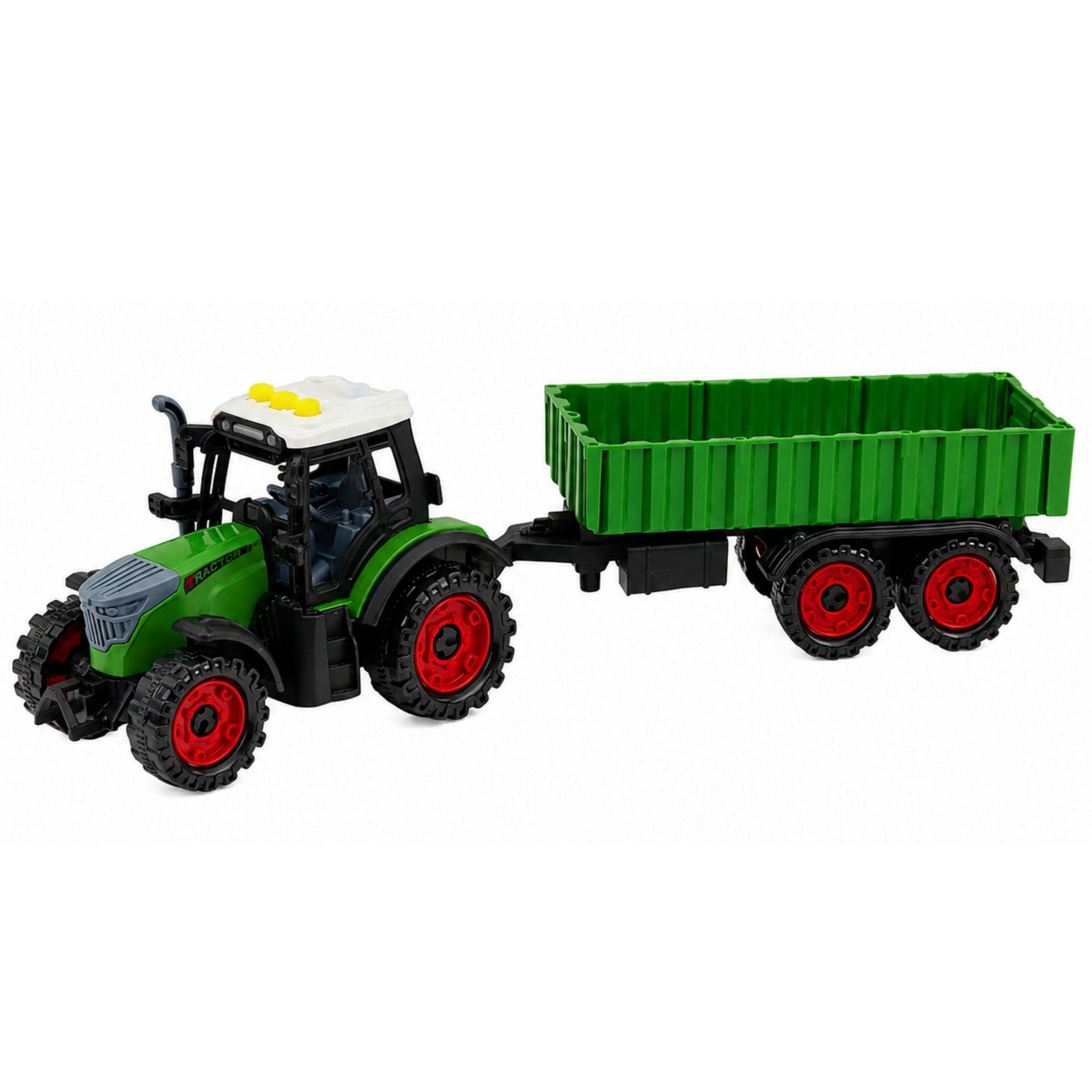 Farm Tractor With Agricultural Trailer Friction Drive Lights Sound 35cm