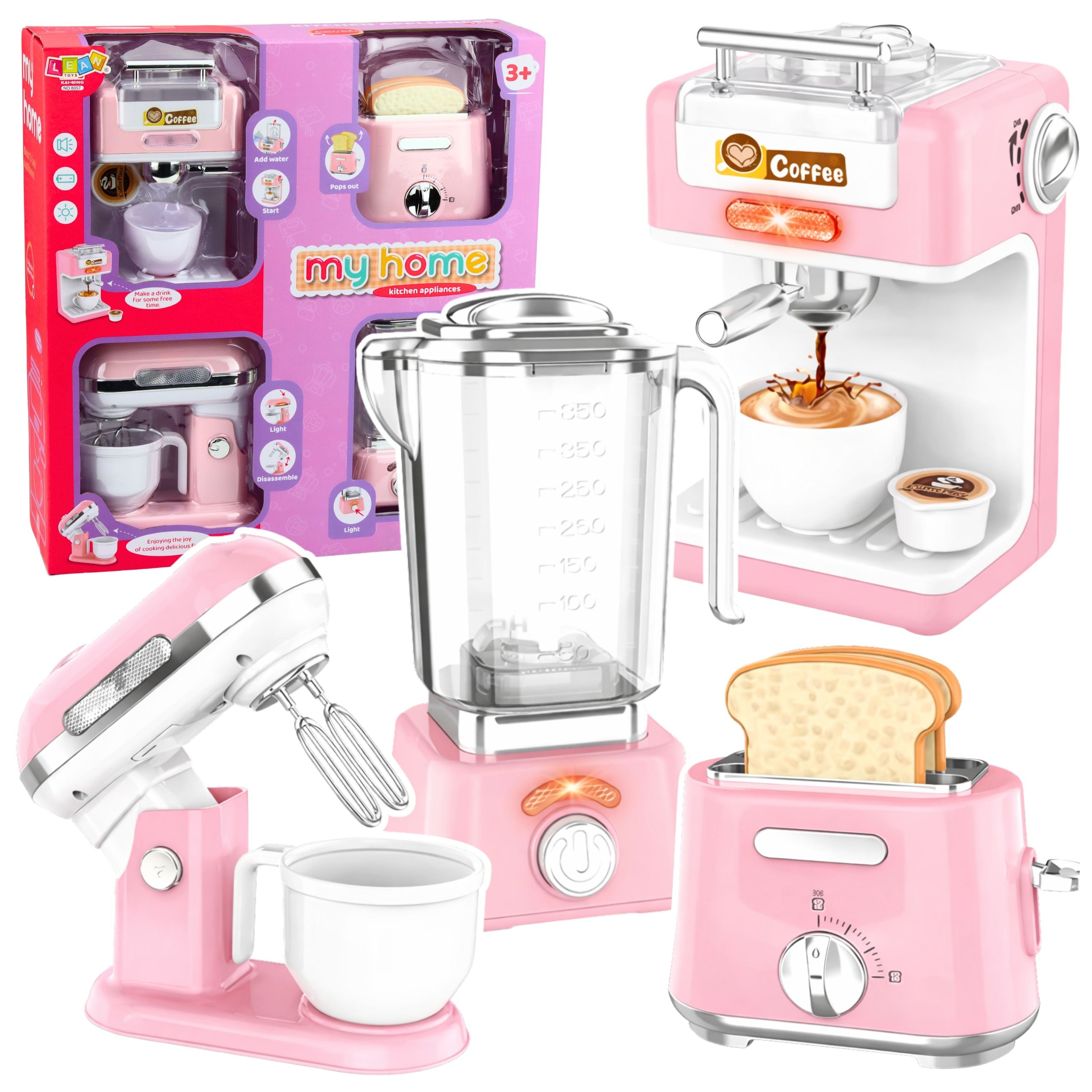 Set Of Small Household Appliances For Children: Battery-powered Kitchen Machines Lights And Sounds