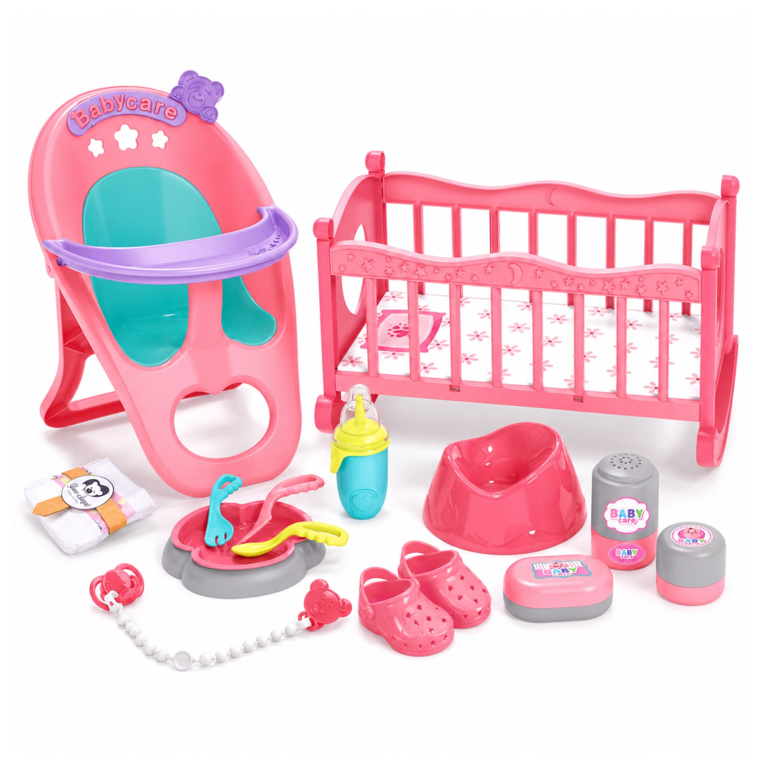 Interactive Baby Doll Peeing Stroller Cradle Accessories 3-in-1 Set