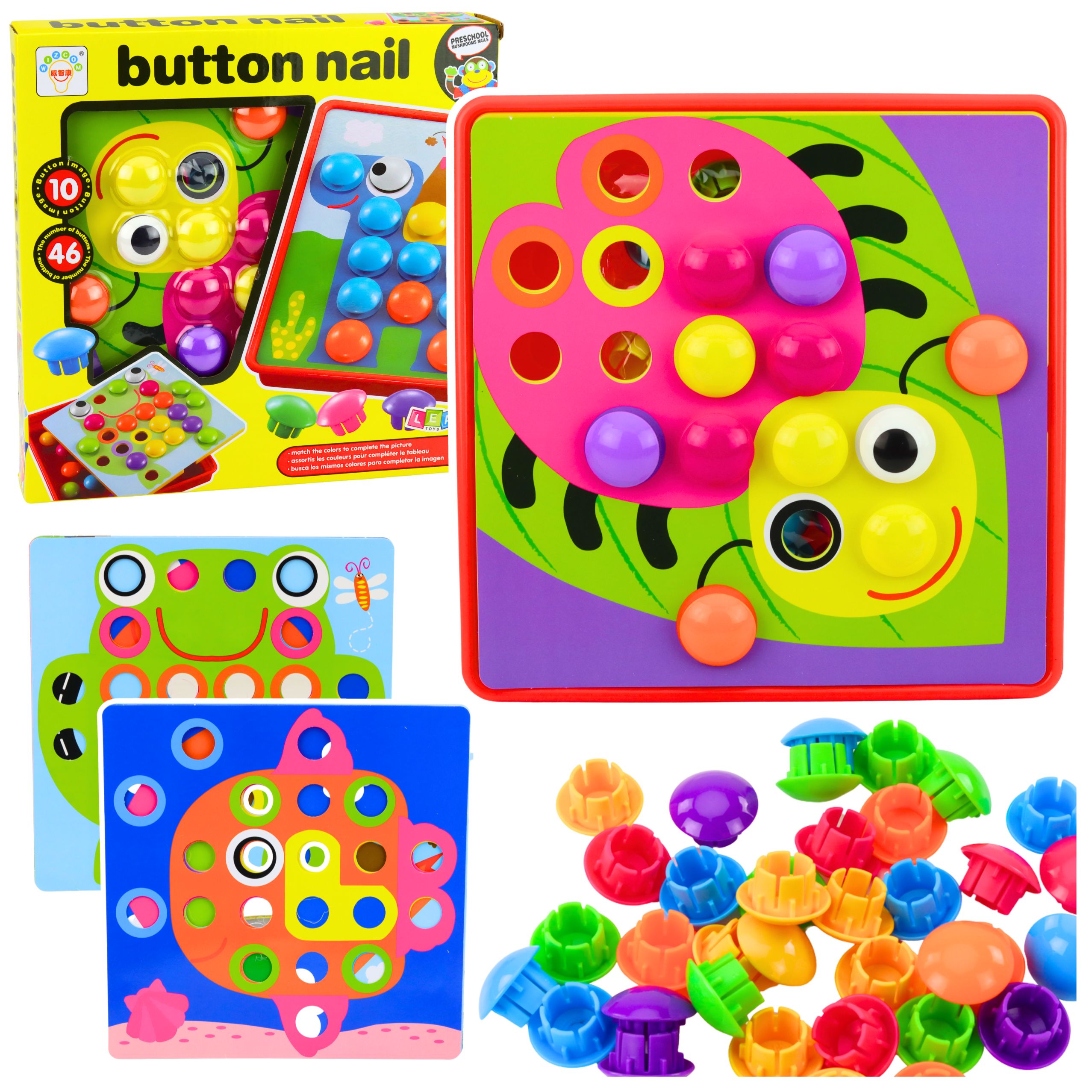 Button Mosaic Puzzle Creative Geometric Puzzle Mushrooms 46 Pcs.