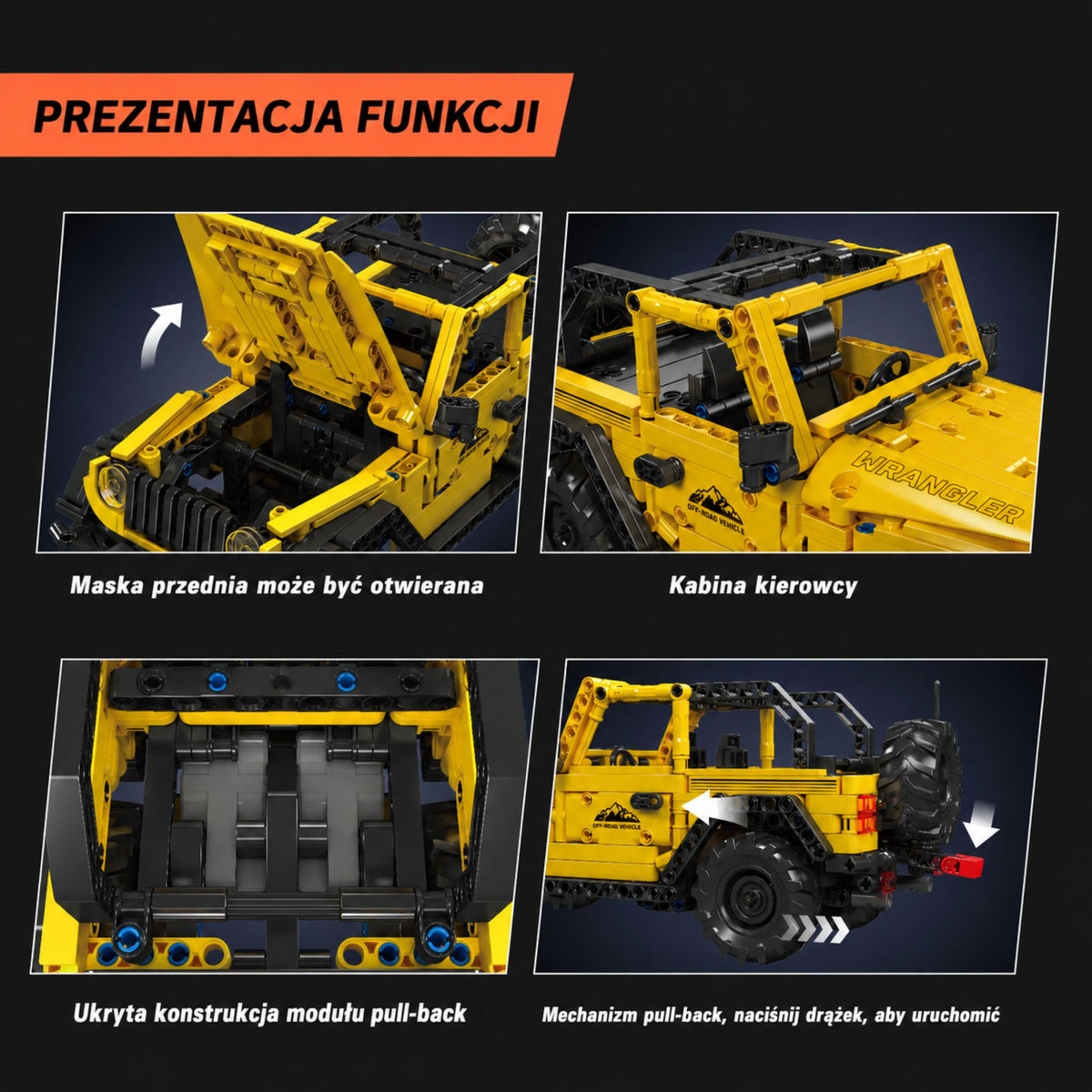 Mattoncini da Costruzione Auto Fuoristrada Wrangler Giallo 746 Pz.