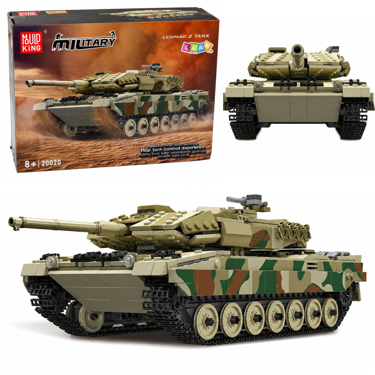 Vojenský tank Leopard na dálkové ovládání Rc stavební cihly 1100 ks.