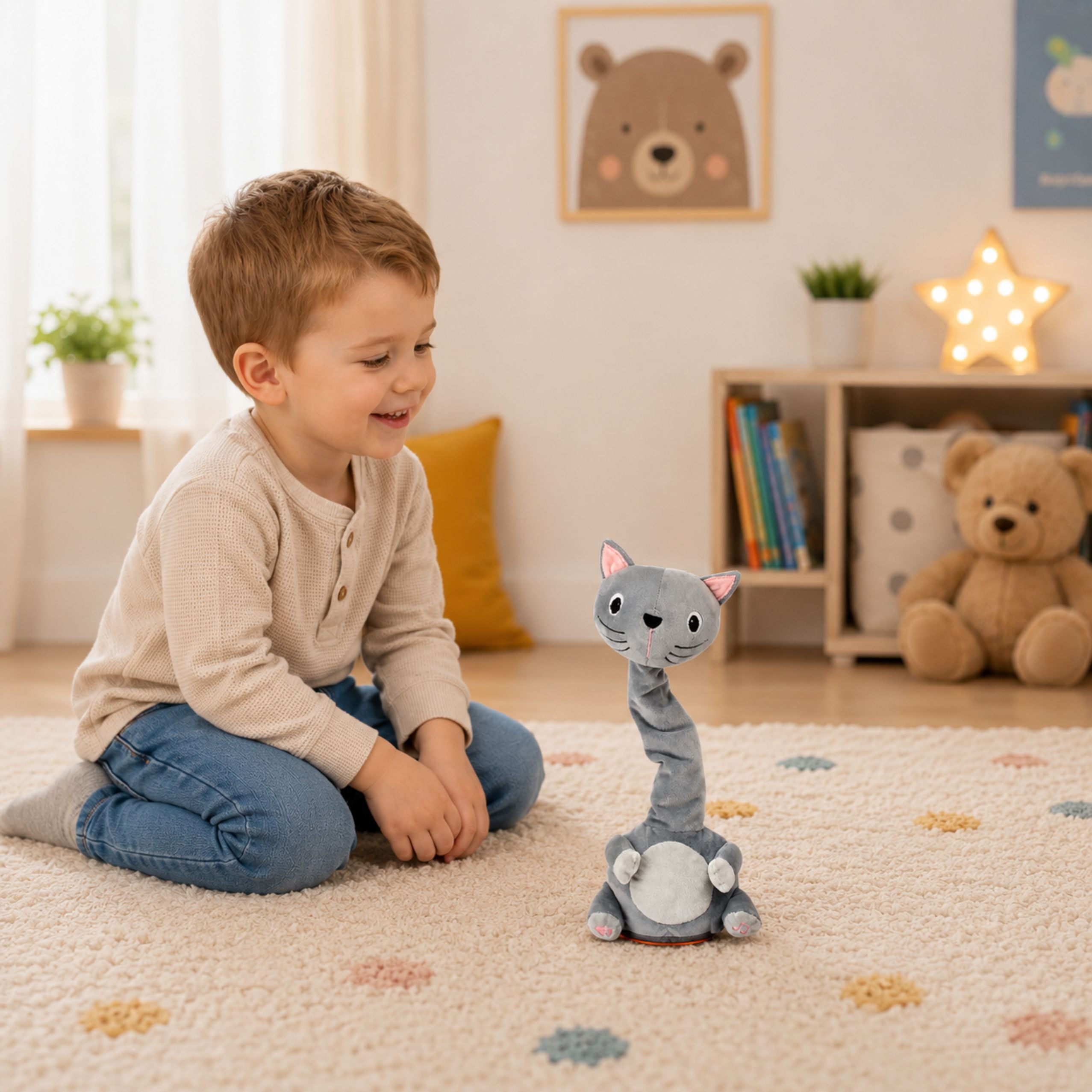Plush Dancing Cat Interactive Toy Musical Sounds Mascot Gray