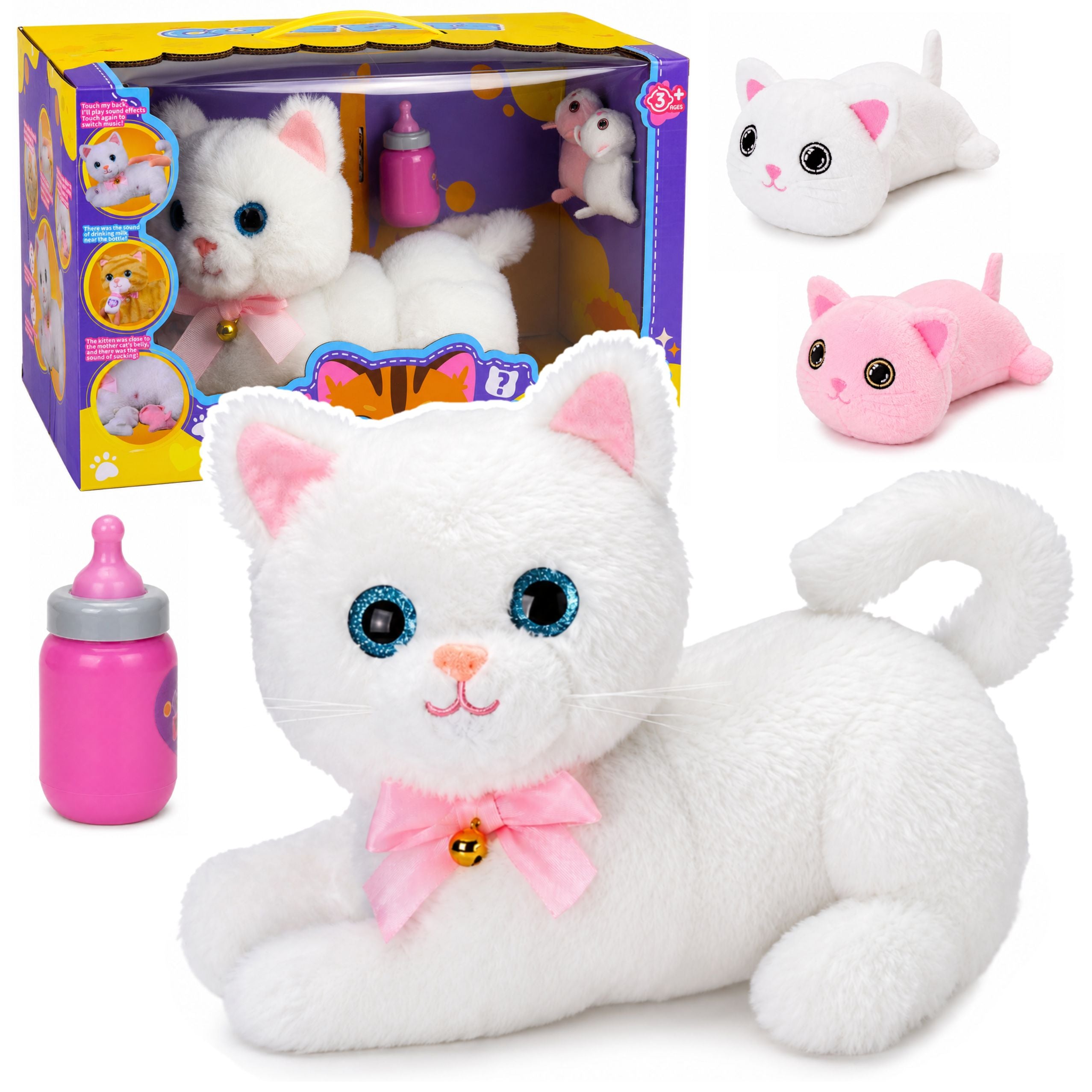 Interactive Kitten With Bottle And Little Sounds Melodies Recording White
