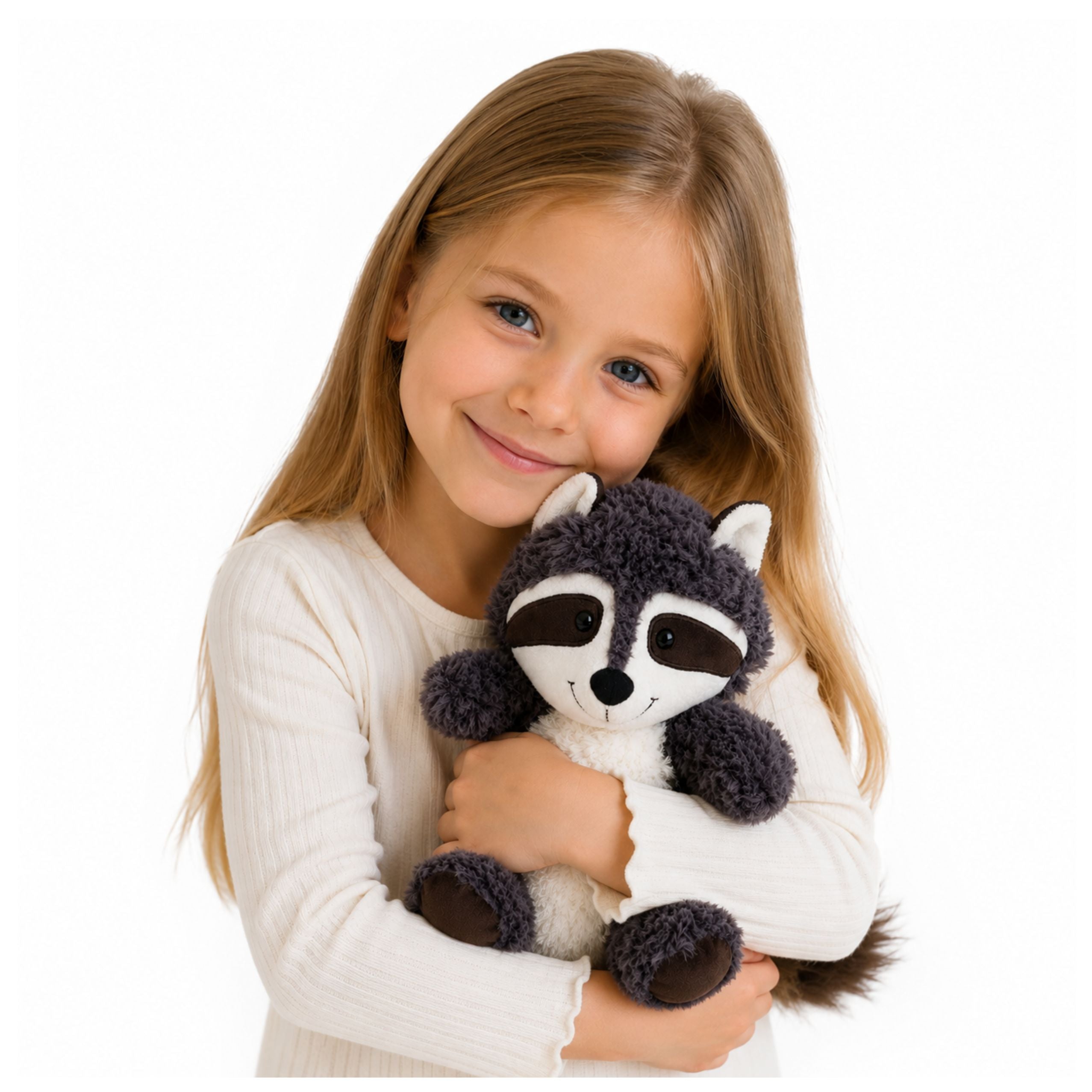 Plush Toy Cuddly Animal Raccoon White And Gray 25 Cm