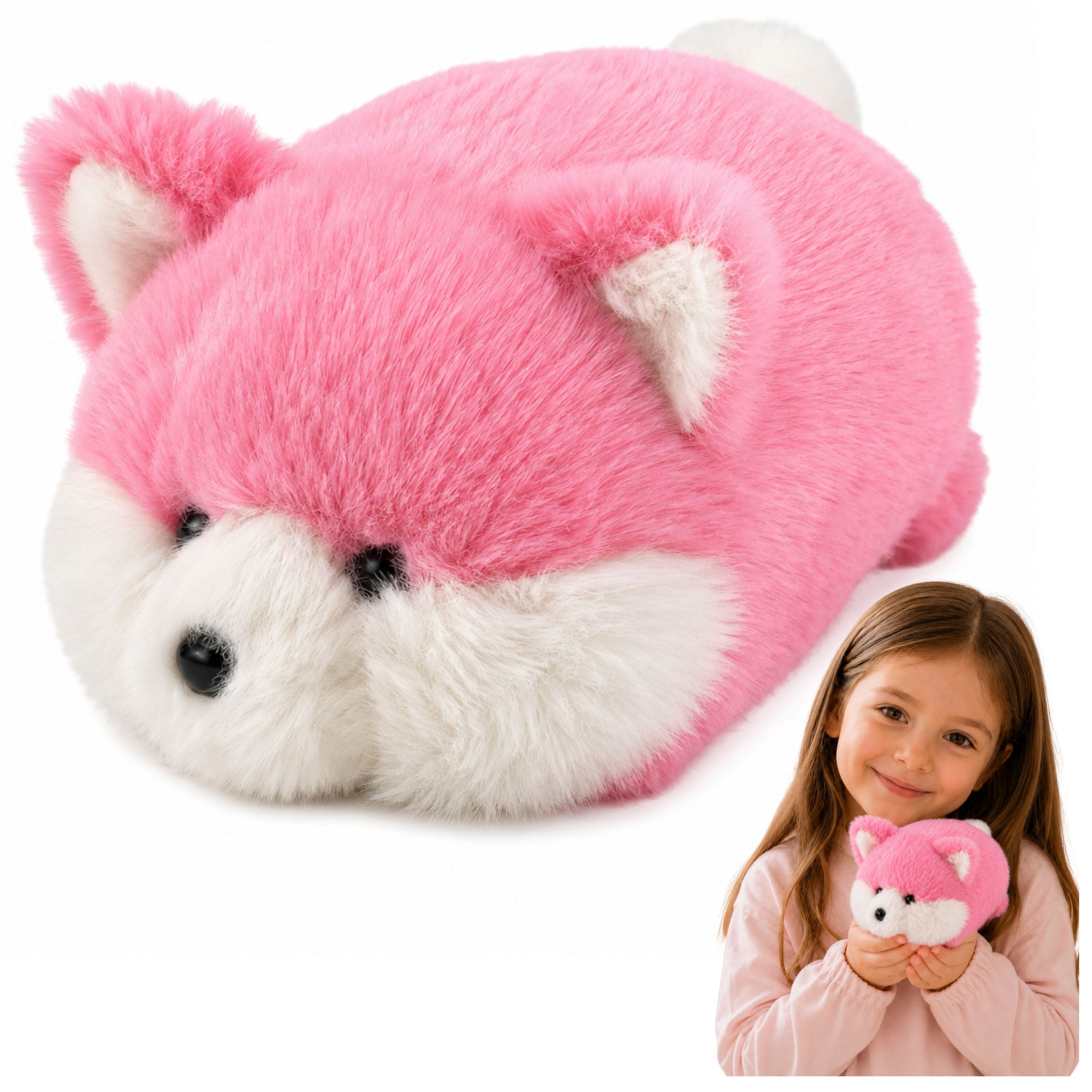 Plush Fox Plush Toy Pink Soft Fur 16 Cm