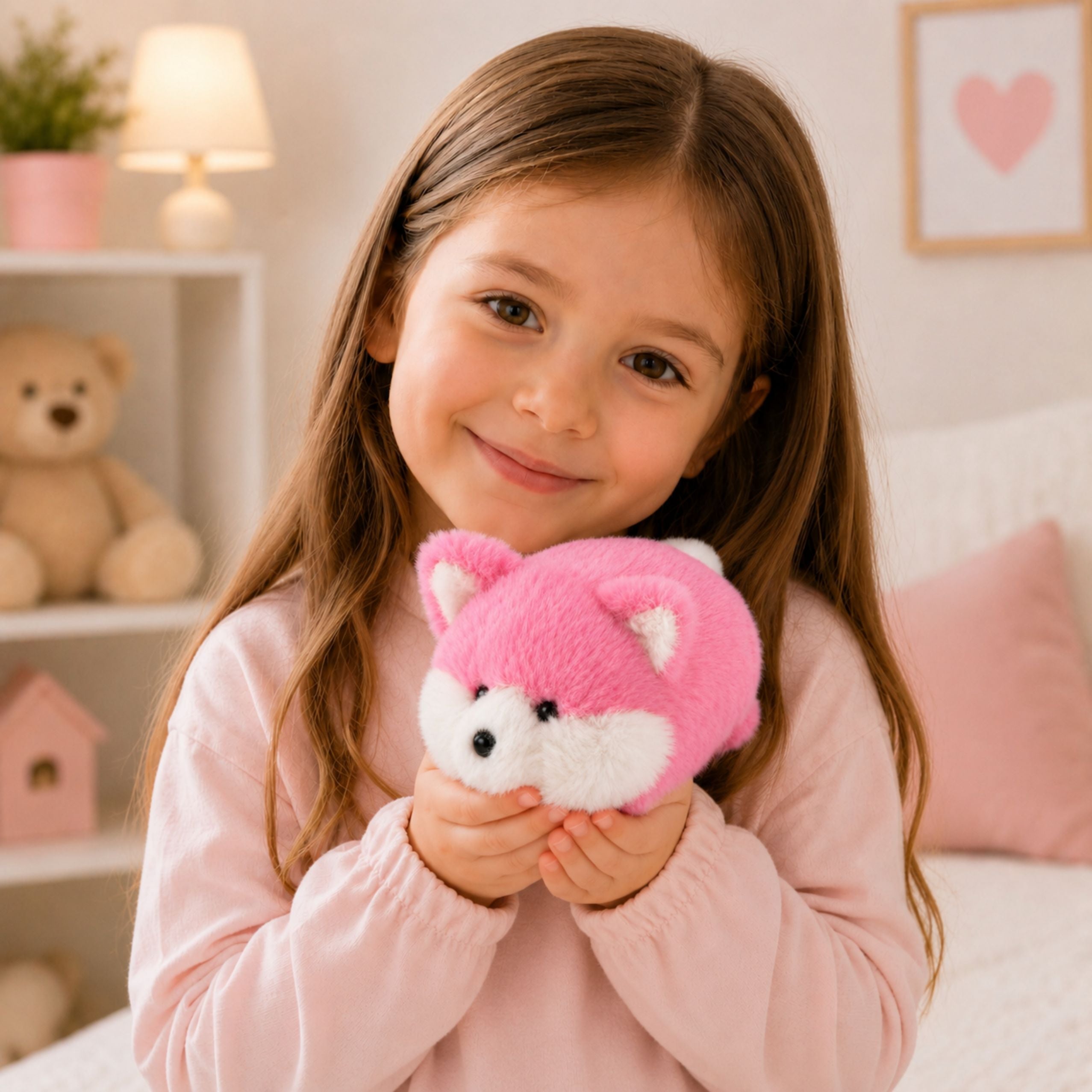 Plush Fox Plush Toy Pink Soft Fur 16 Cm