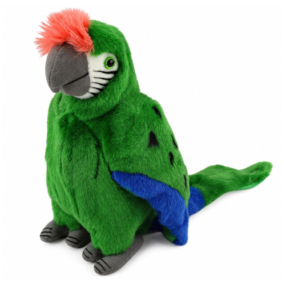 Peluche Pappagallo Ara Uccello Esotico Mascotte Peluche Verde 24 Cm
