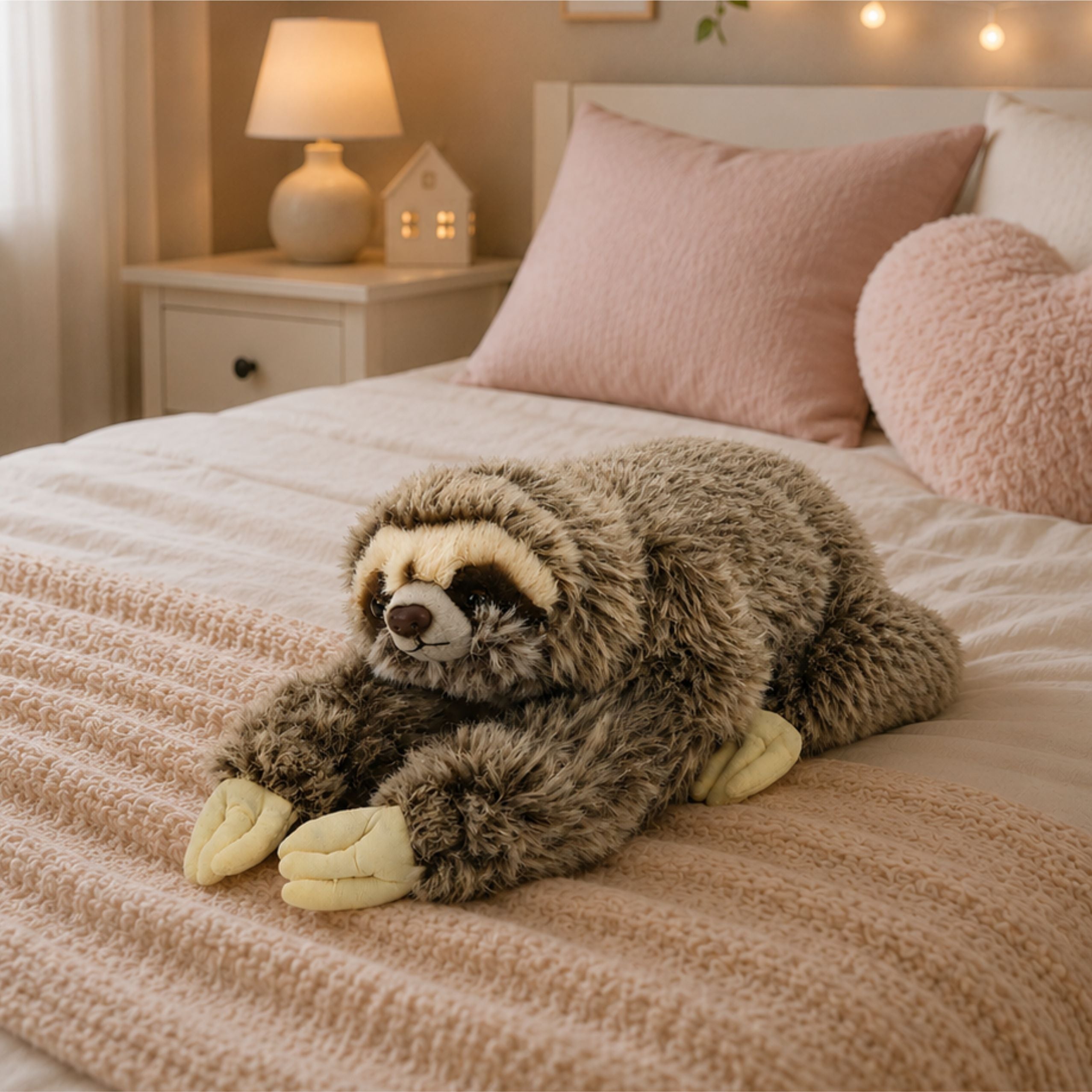 Plush Sloth Realistic Mascot Cuddly Toy Velcro Paws 34 Cm