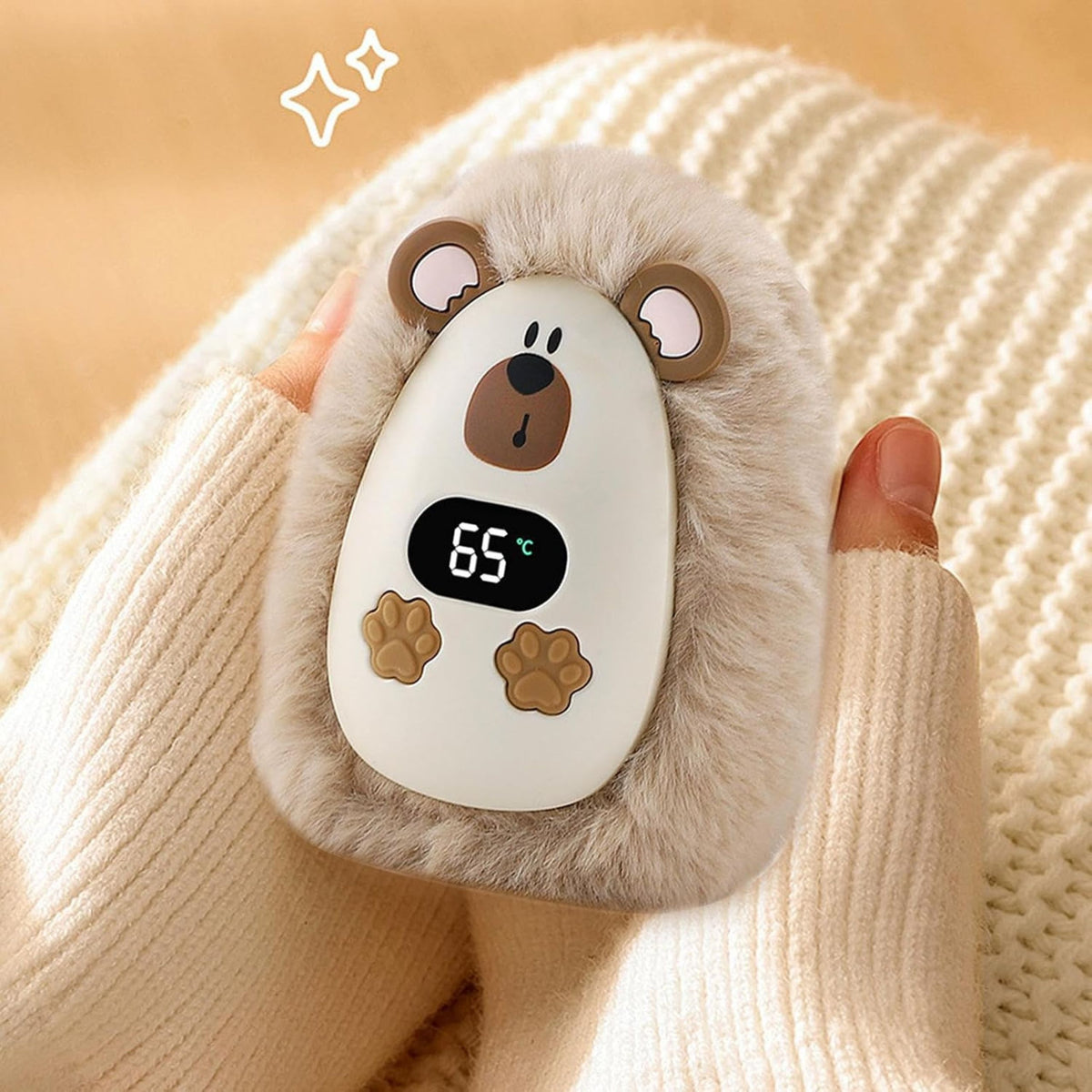 Plysch Hedgehog Hand Warmer Uppladdningsbar Beige 45°c / 55°c / 65°c