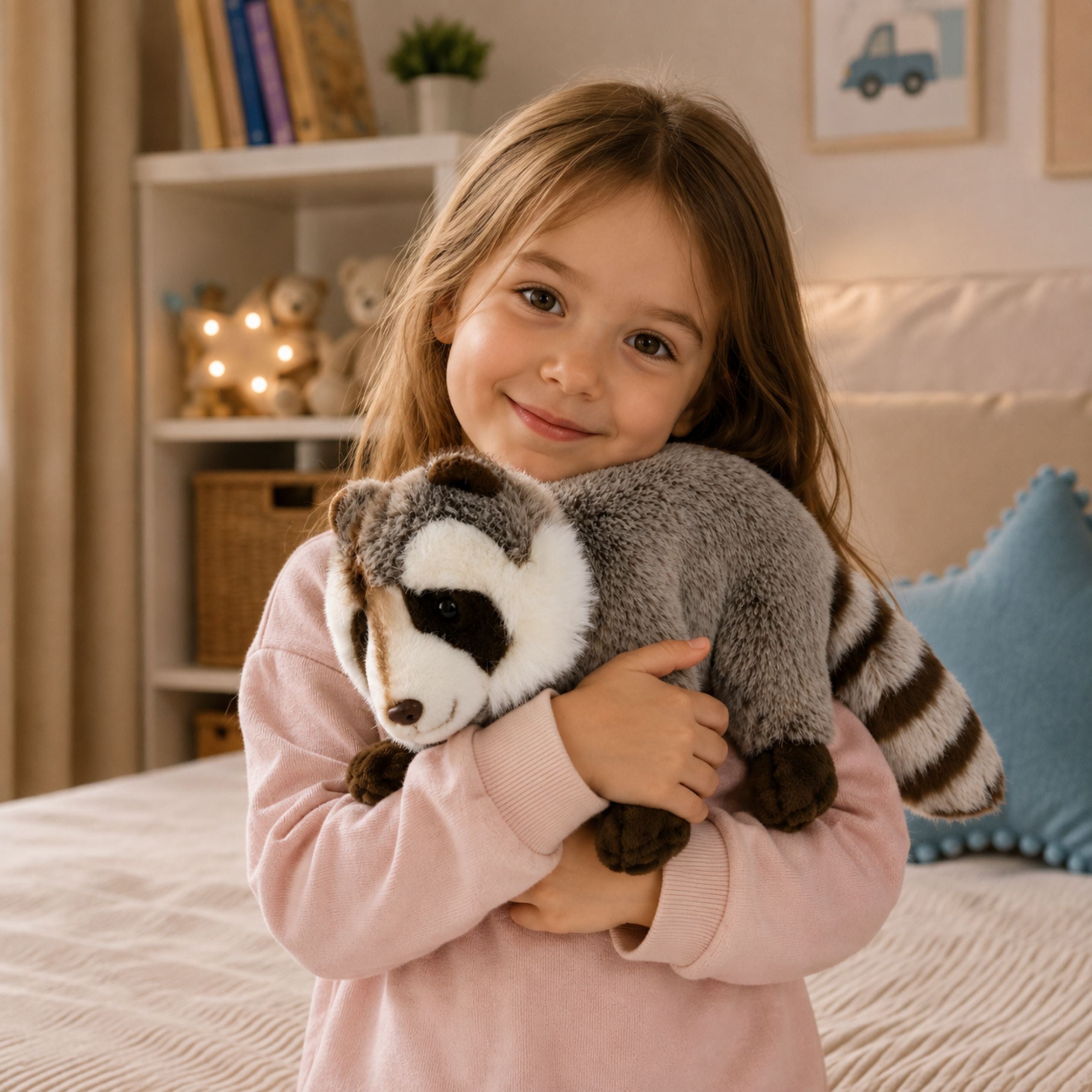 Plush Raccoon Mascot Cuddly Toy Realistic Gray 45 Cm