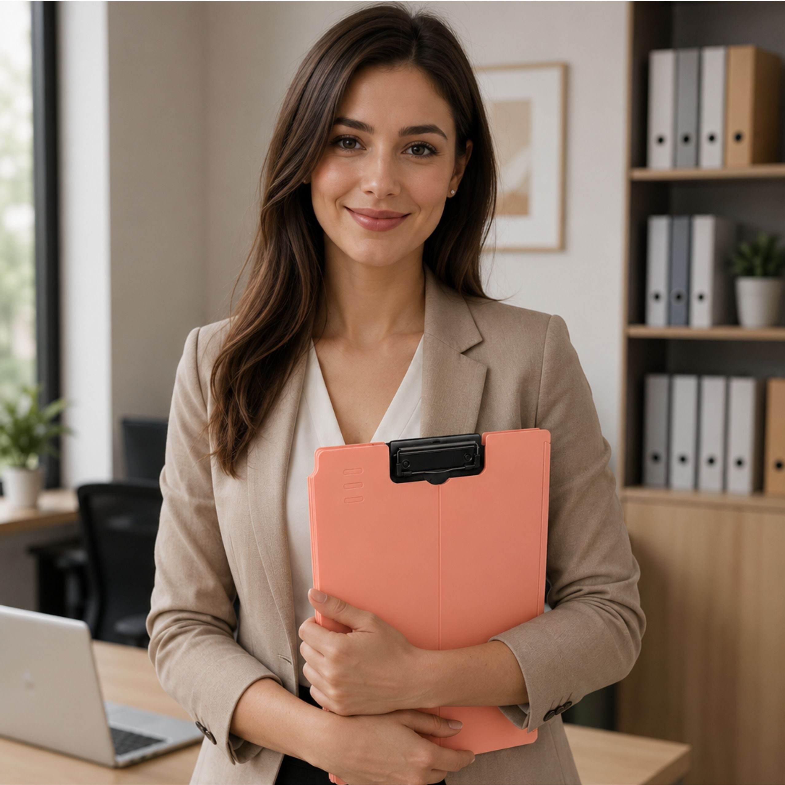 Clipboard Board With Cover Metal Clip A4 Plastic Office Pink