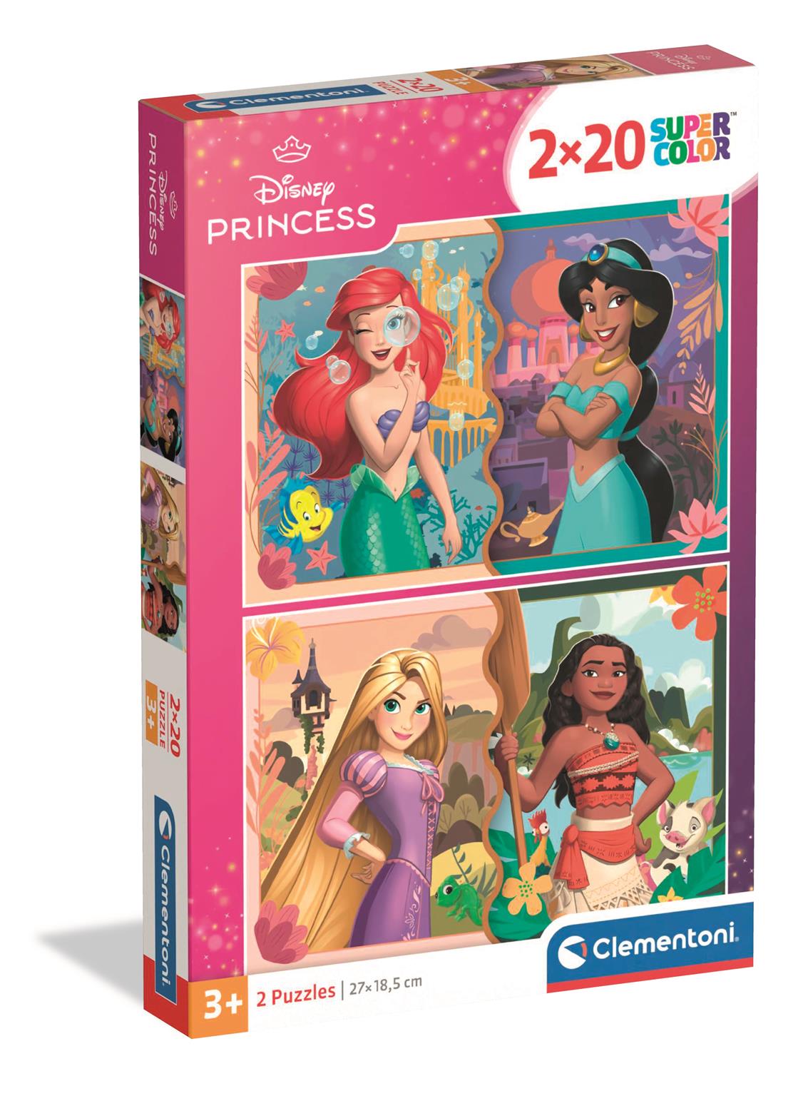 Puzzle 2x20 Super Color Disney Princesses | Clementoni 24092 | 3+